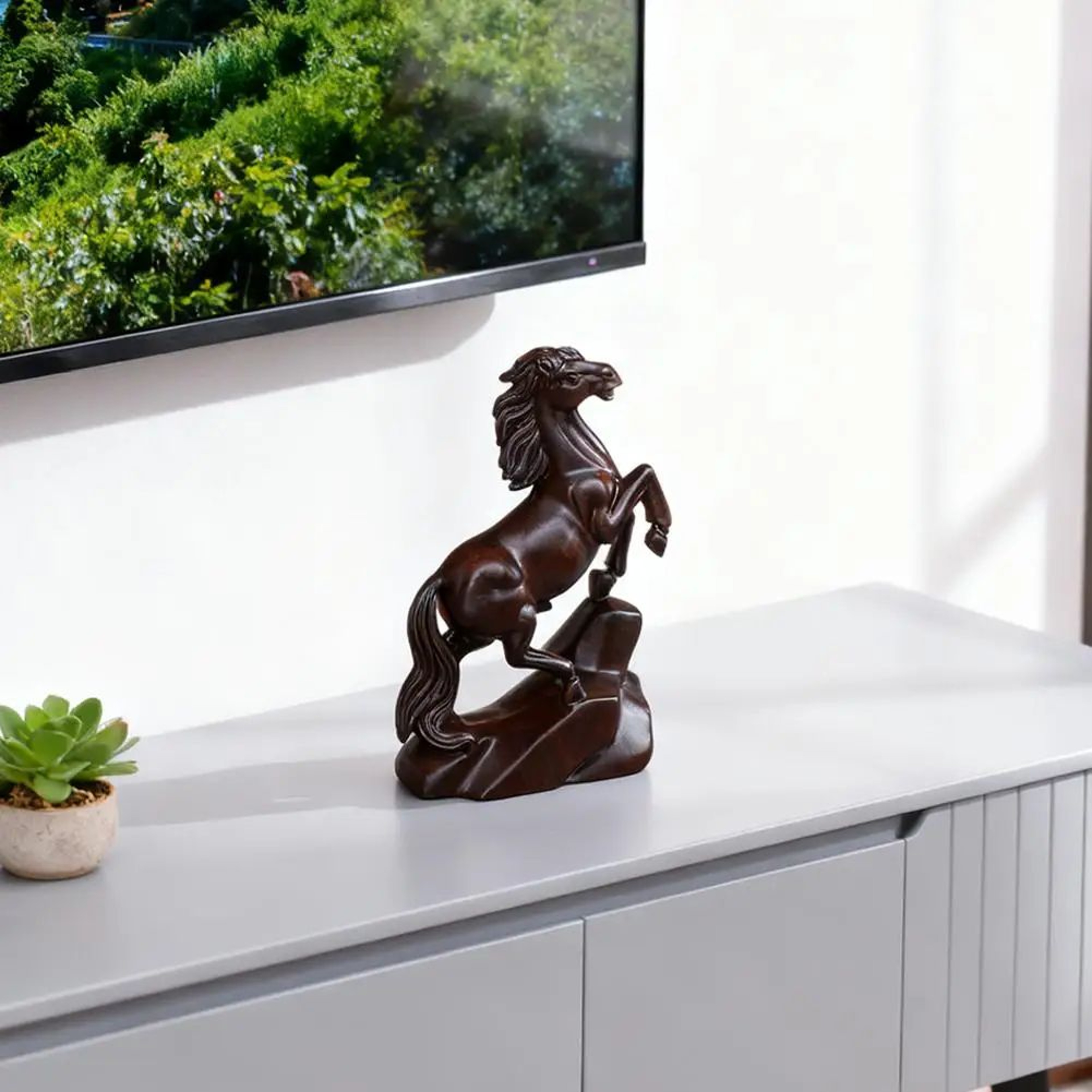 Rosewood Horse Statue For Wealth  Success  Feng Shui Zodiac Desk Decor 1