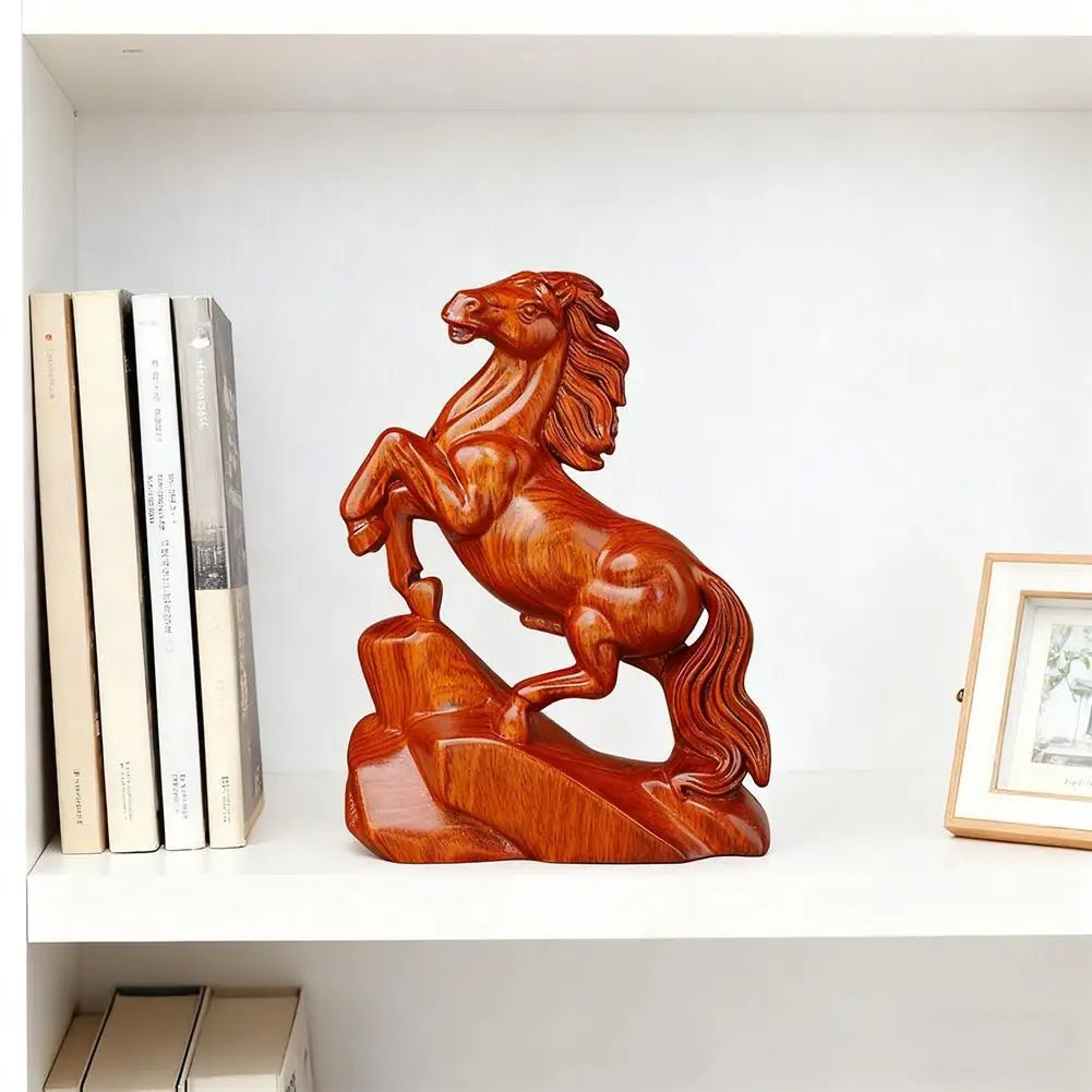 Rosewood Horse Statue For Wealth  Success  Feng Shui Zodiac Desk Decor 2