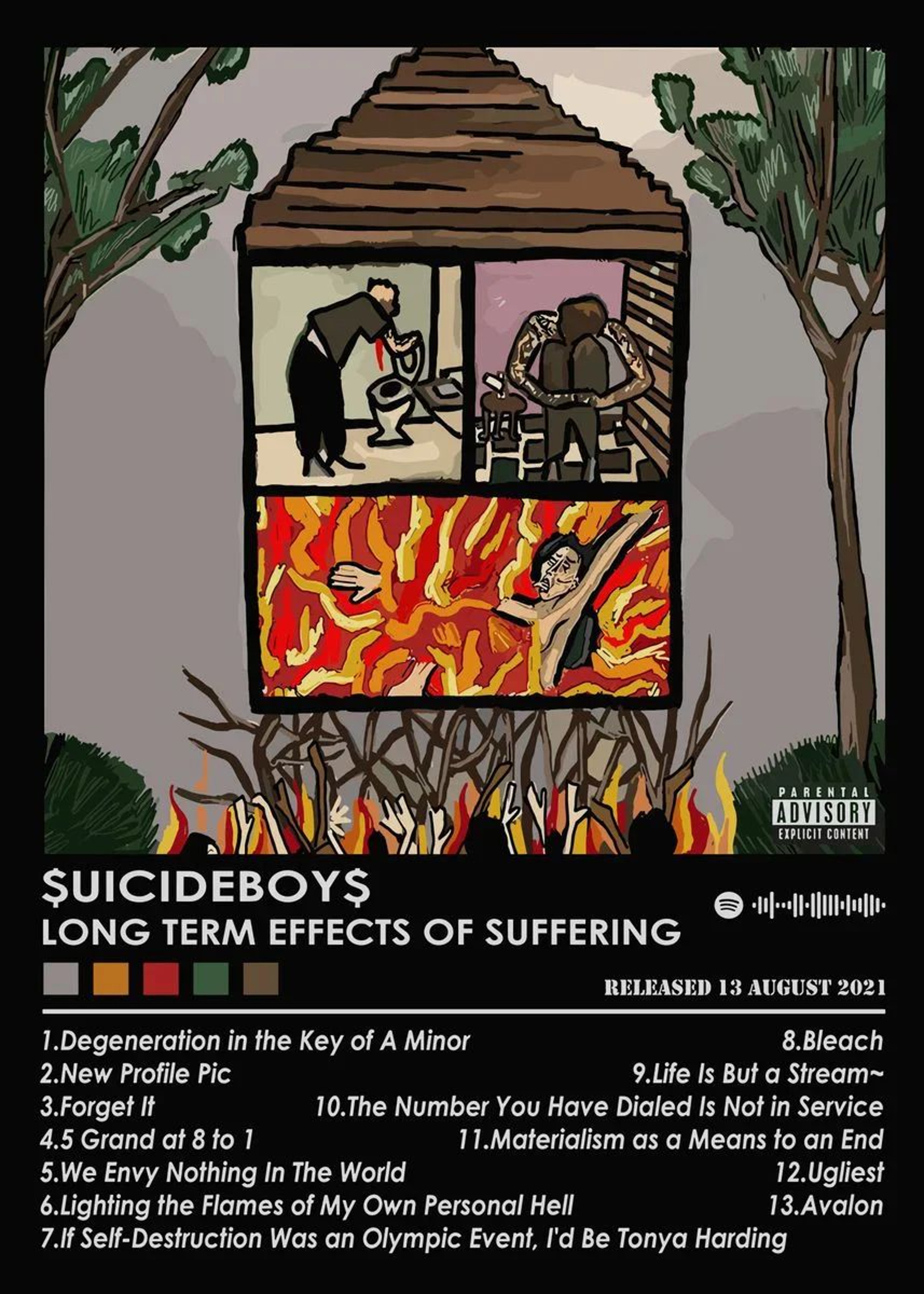 Suicideboys Poster Canvas Print Vintage Hip Hop Wall Art Album Cover Decor 21