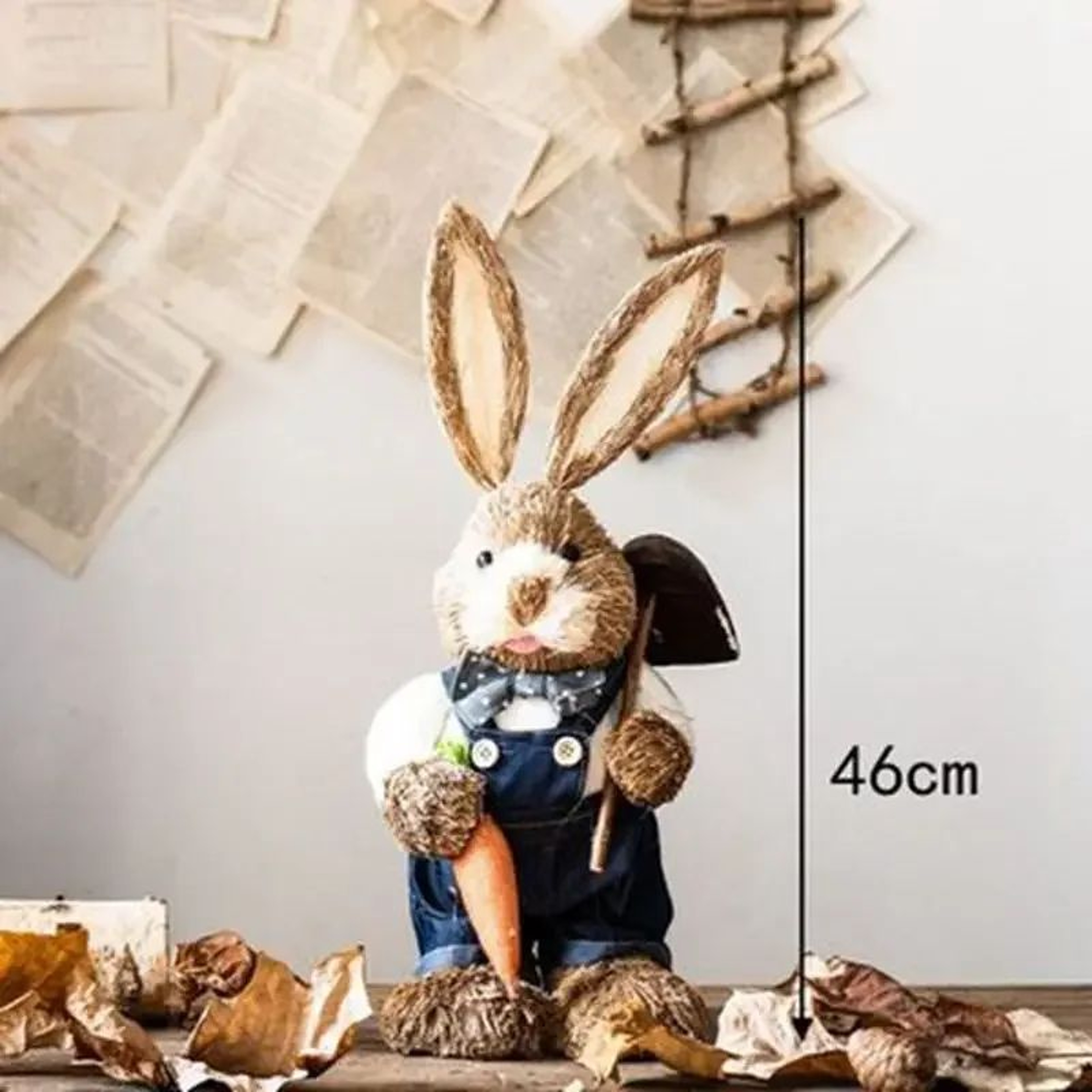 Handcrafted Straw Rabbit Easter Decoration  Rustic Bunny Ornament For Home  Garden 10