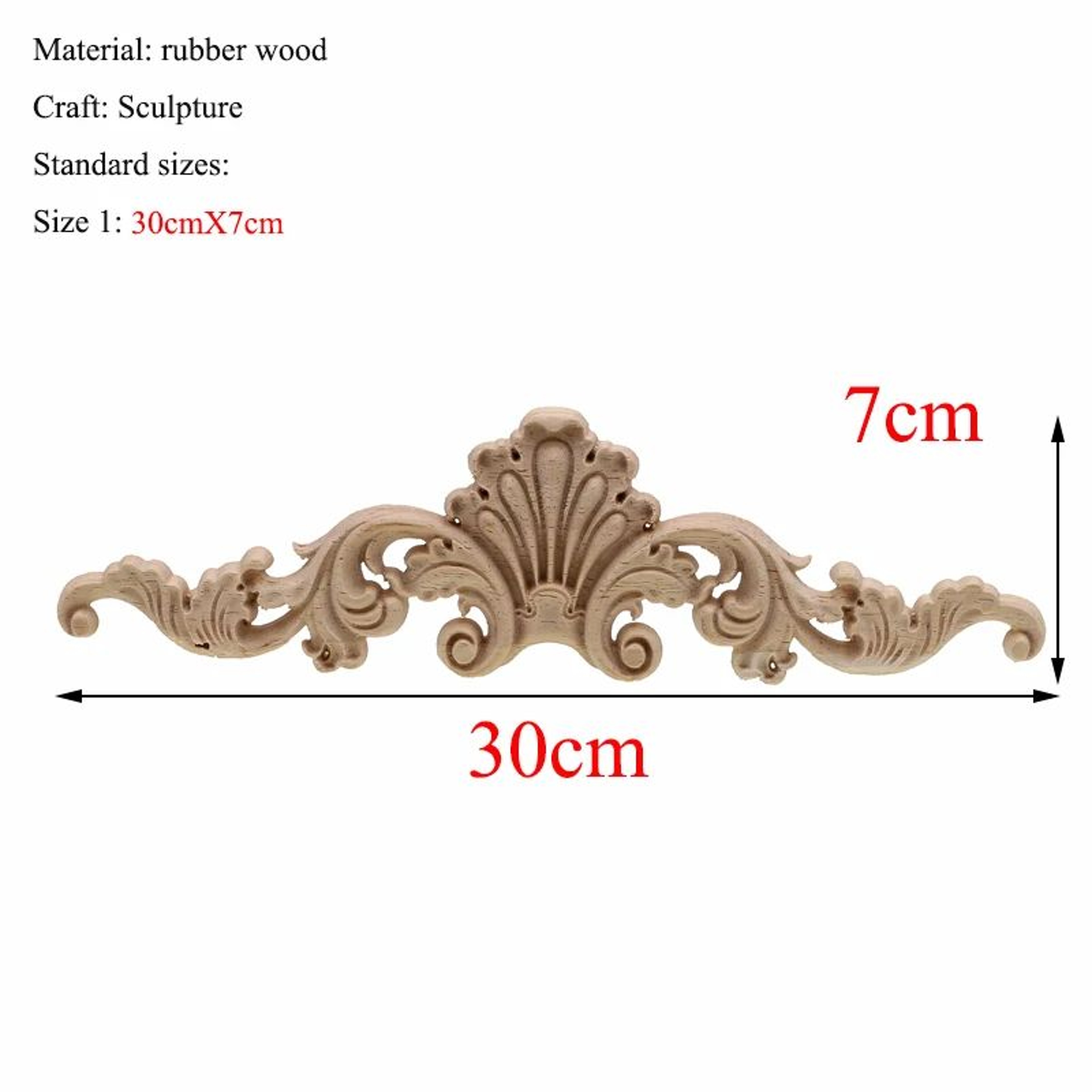 Vintage Rectangle Wood Carving Appliques For Furniture  Cabinet Decor 2