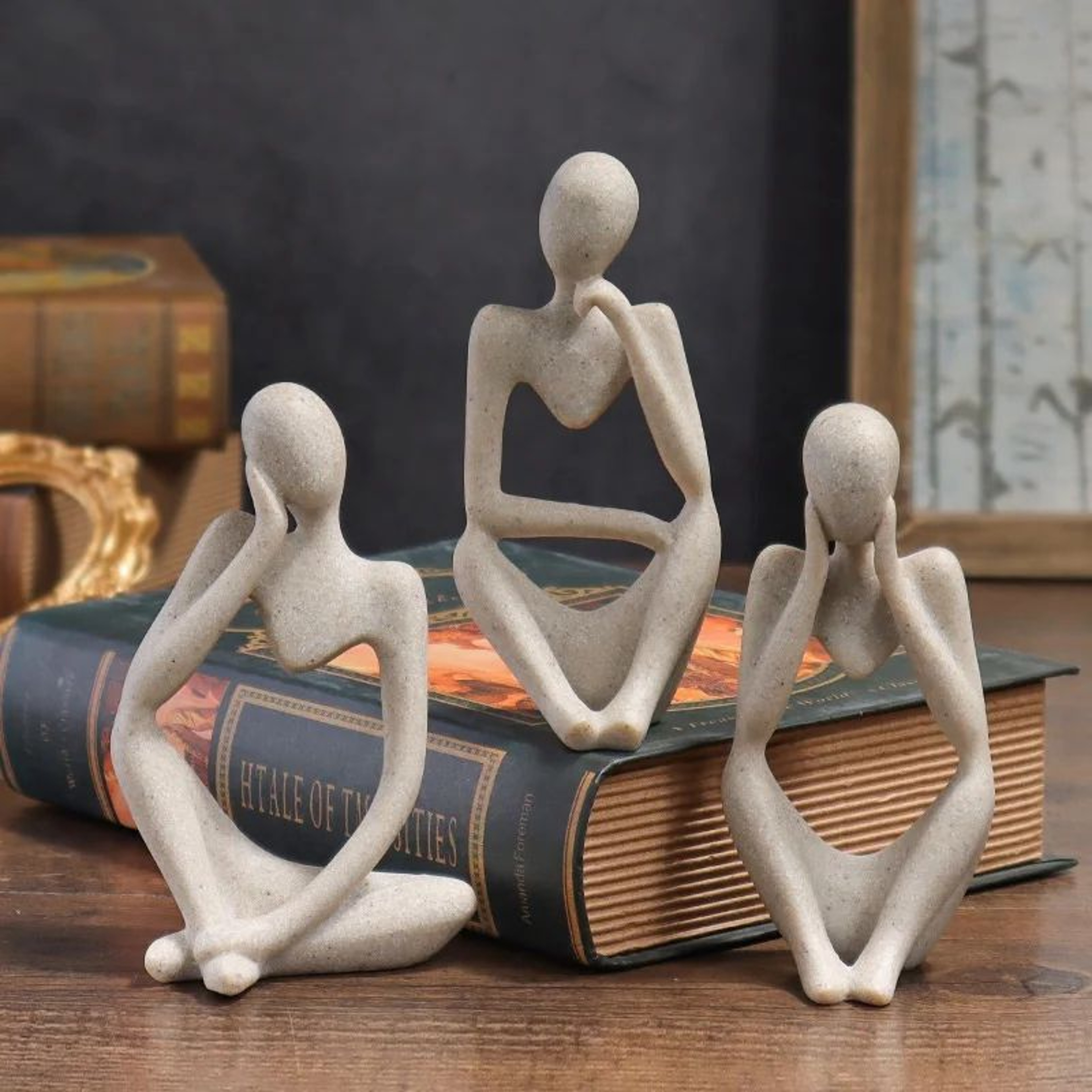 Modern Abstract Thinking Man Sculpture  Minimalist Home Decor Accent 0