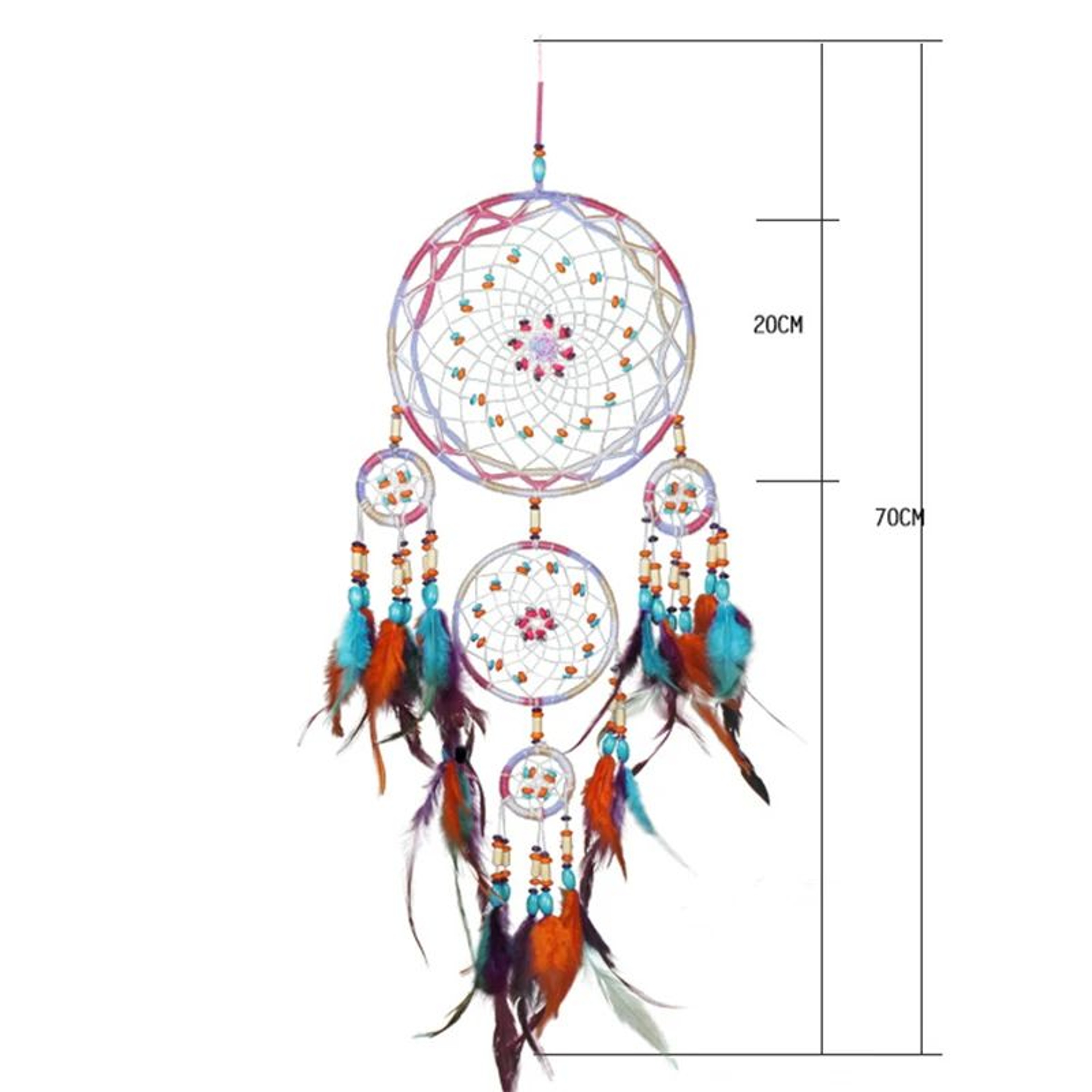 Handmade FiveRing Dream Catcher Wall Hanging For Boho Bedroom And Living Room Decor 7