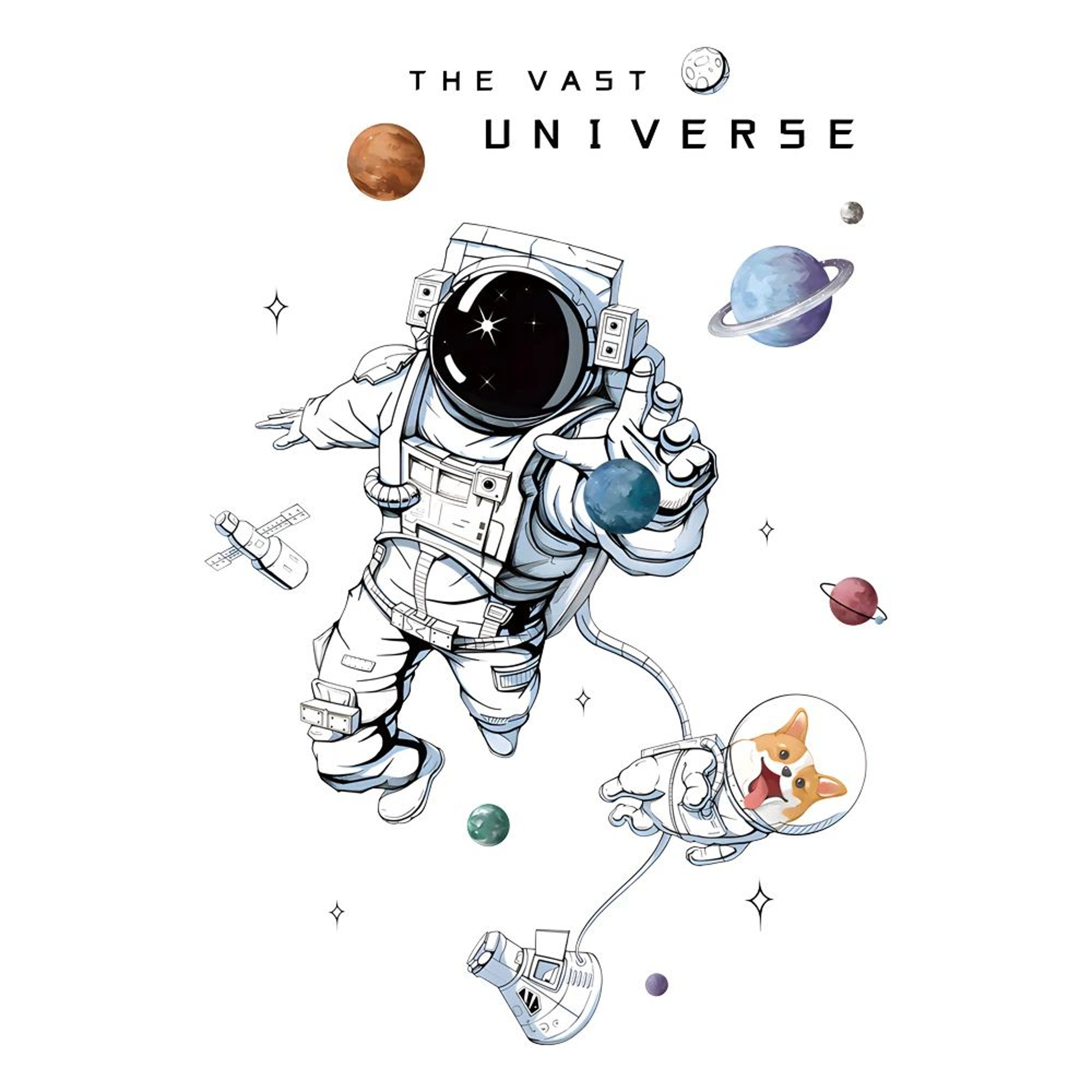 Astronaut Wall Stickers For Kids Room Space Wall Decals Removable Nursery Wall Decor 4