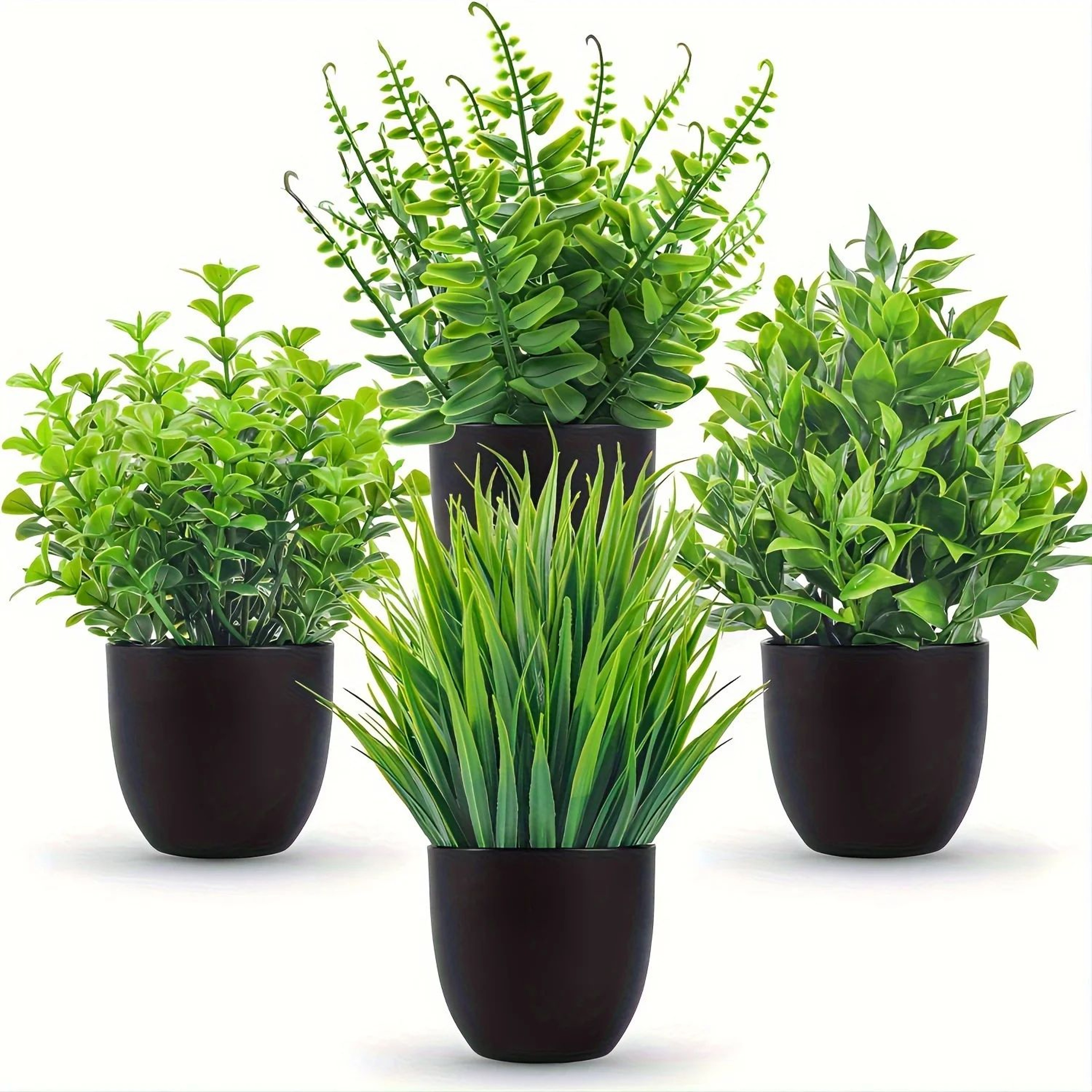 4Piece Artificial Potted Plants Set  Mini Faux Indoor Greenery Decor For Home  Office 7