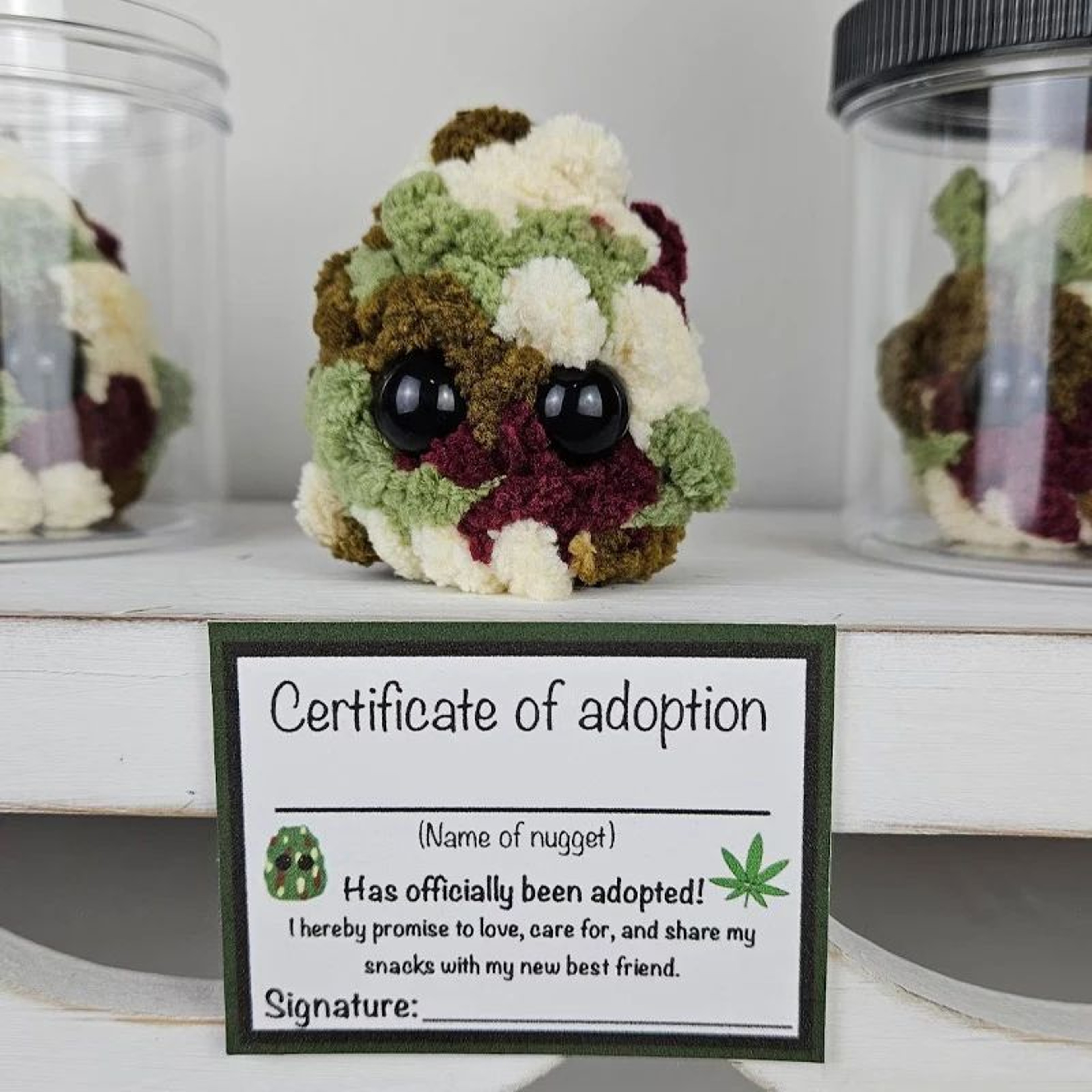 Little Weed Nugget Plush In A Jar Funny Stoner Gift Handmade Novelty Desk Decor 1