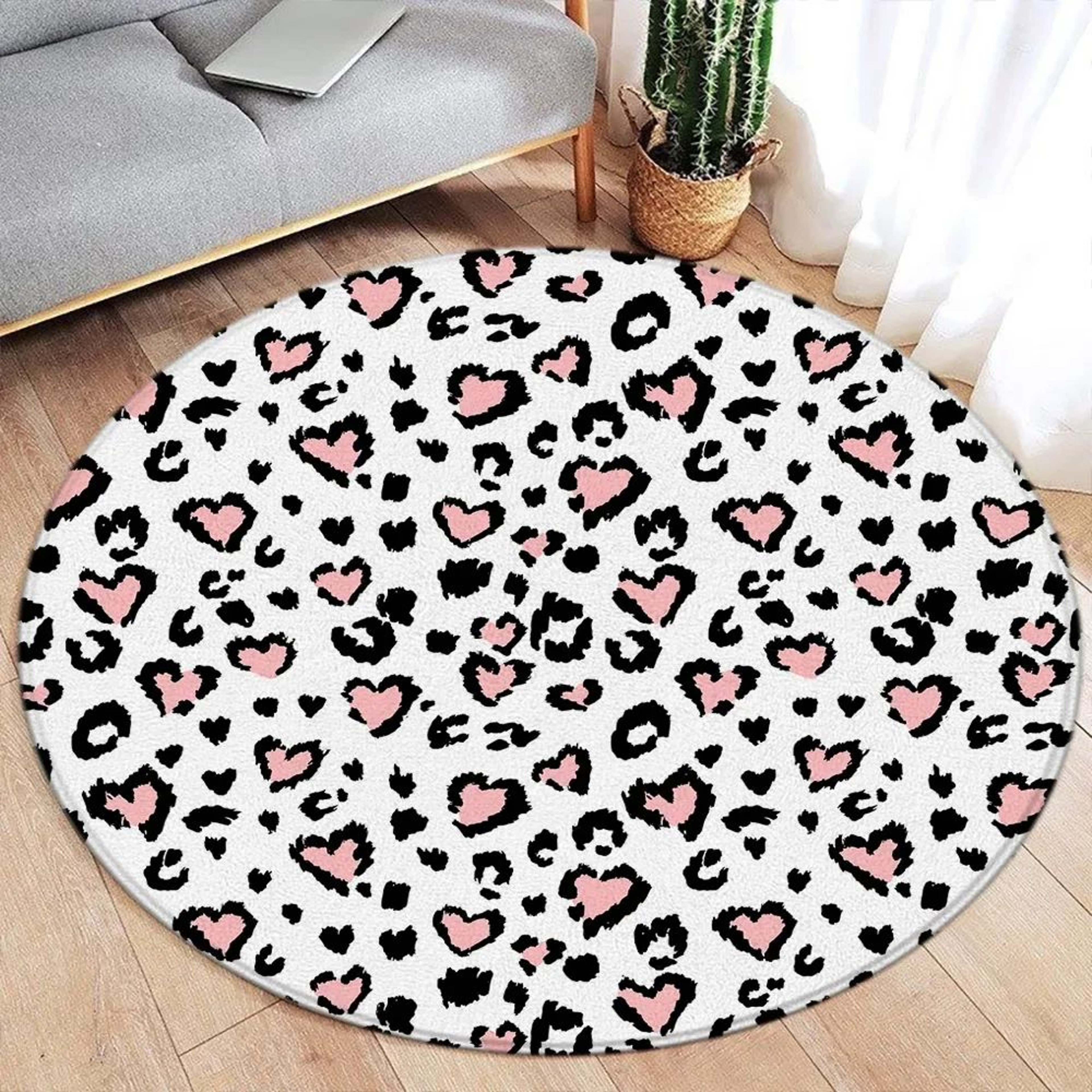Savanna Chic Round Leopard Rug  Soft Leopard Print Rug For Bedroom Living Room  Vanity Spaces 9