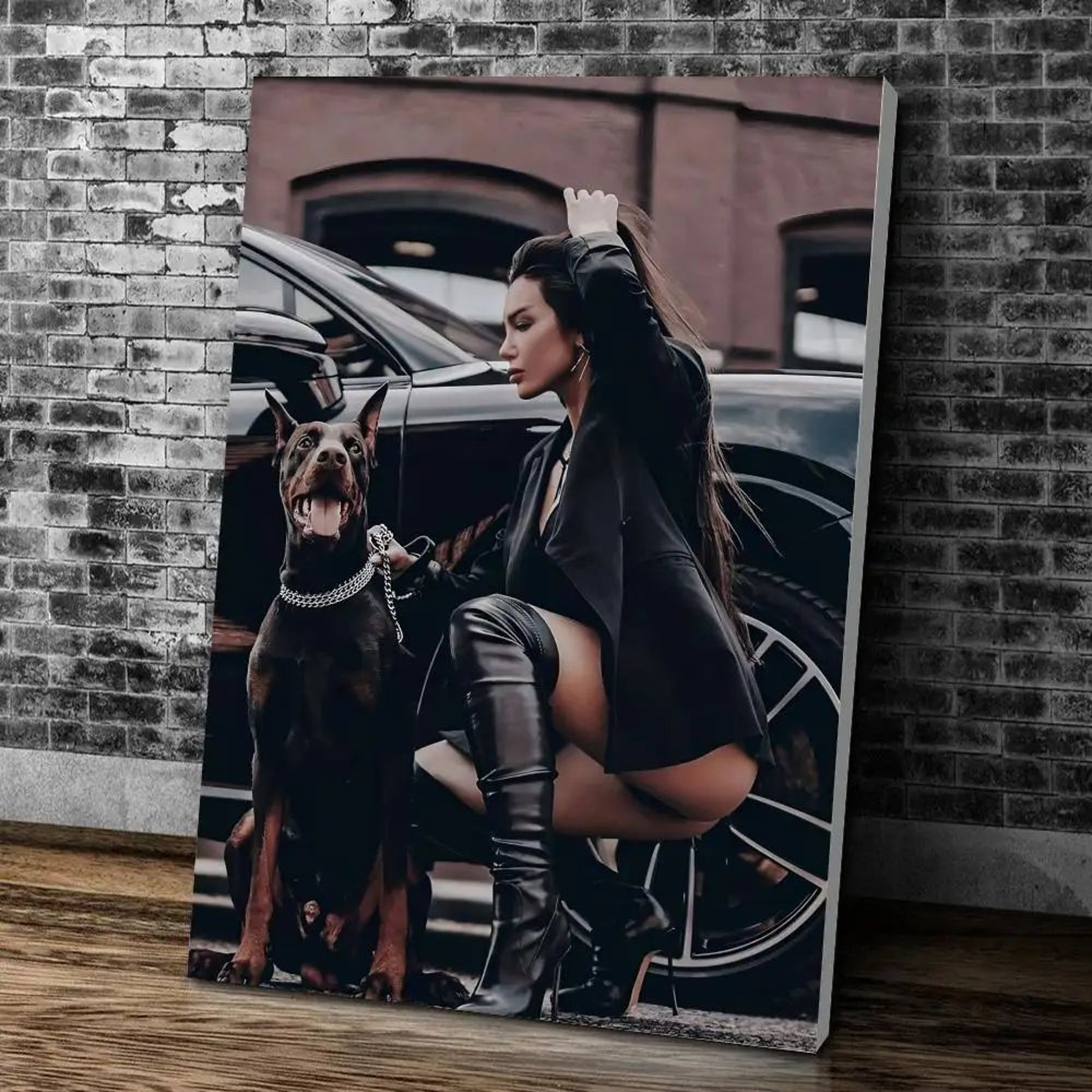 Black  White Doberman Wall Art Fashion Dog Canvas Print For Modern Living Room Decor 15