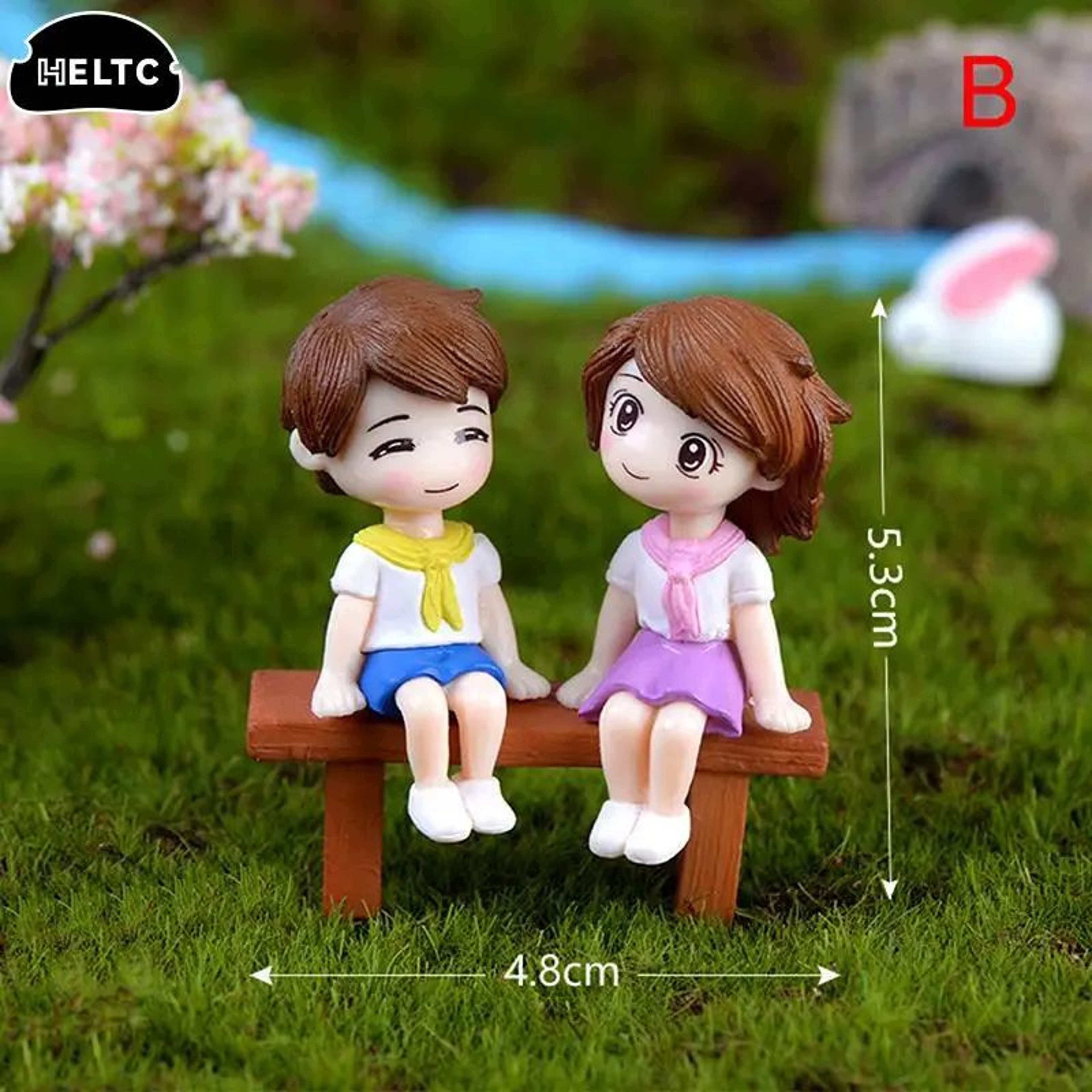 Fairy Garden Miniatures Couple Set With Tree Bench  Whimsical Miniature Garden Decor For Terrariums 2