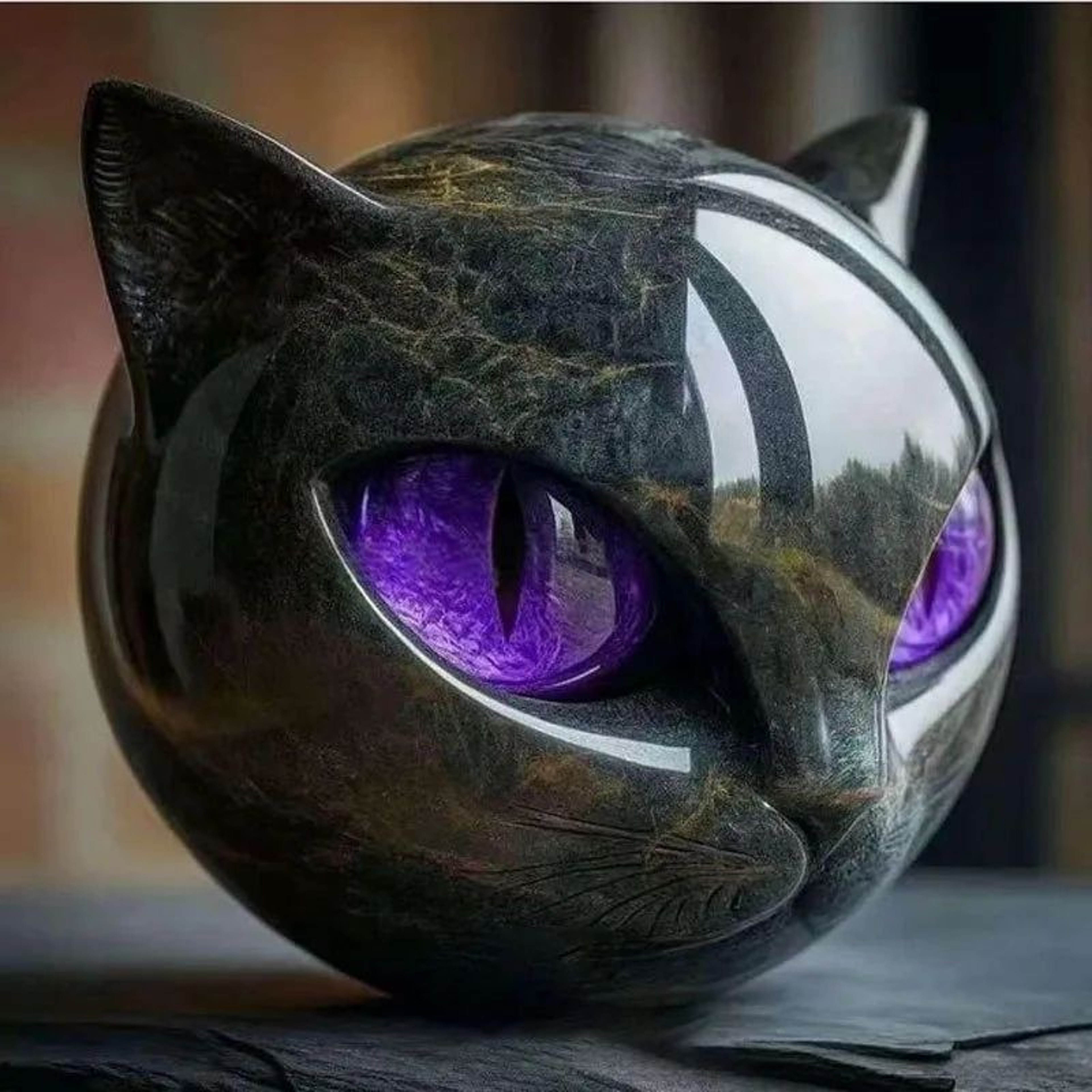 Midnight Elegance Black Cat Sculpture  Modern Resin Cat Decor Accent 10