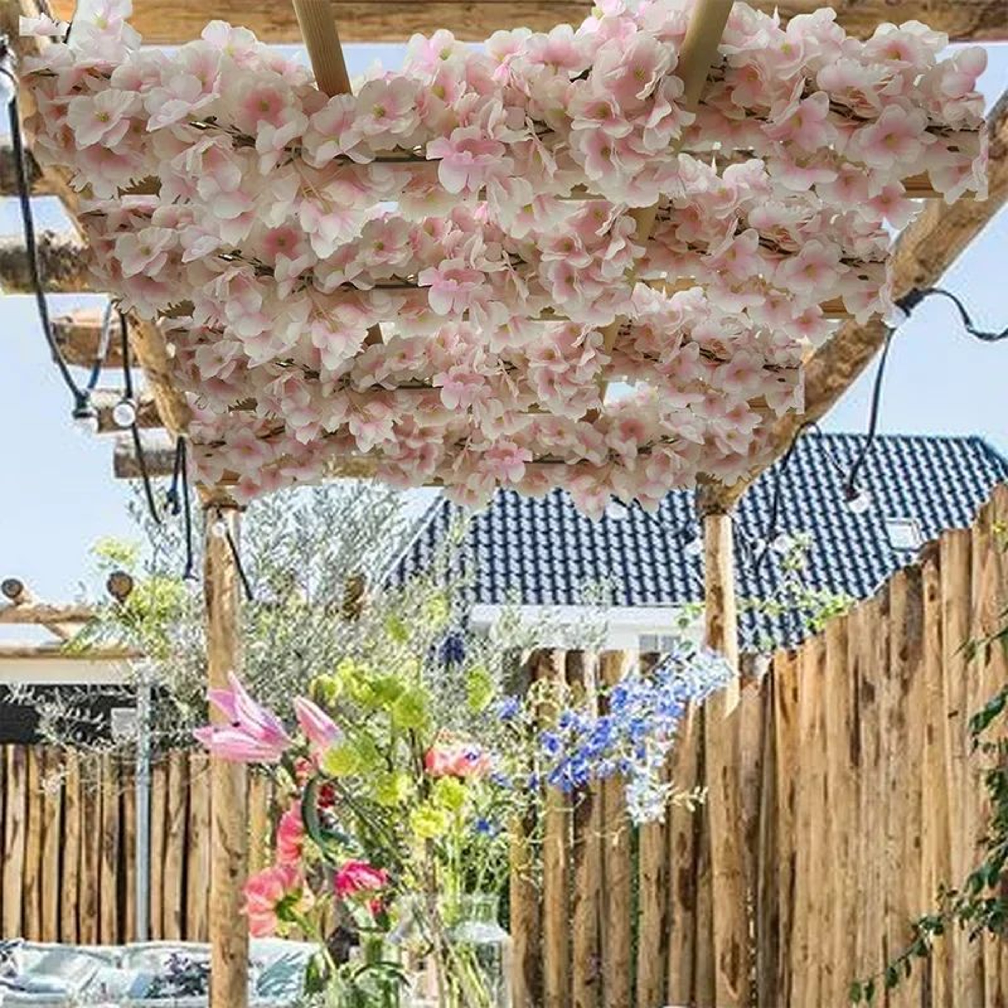 180cm Artificial Cherry Blossom Garland Silk Sakura Flower Vine For Wedding Arch And Home Decor 2
