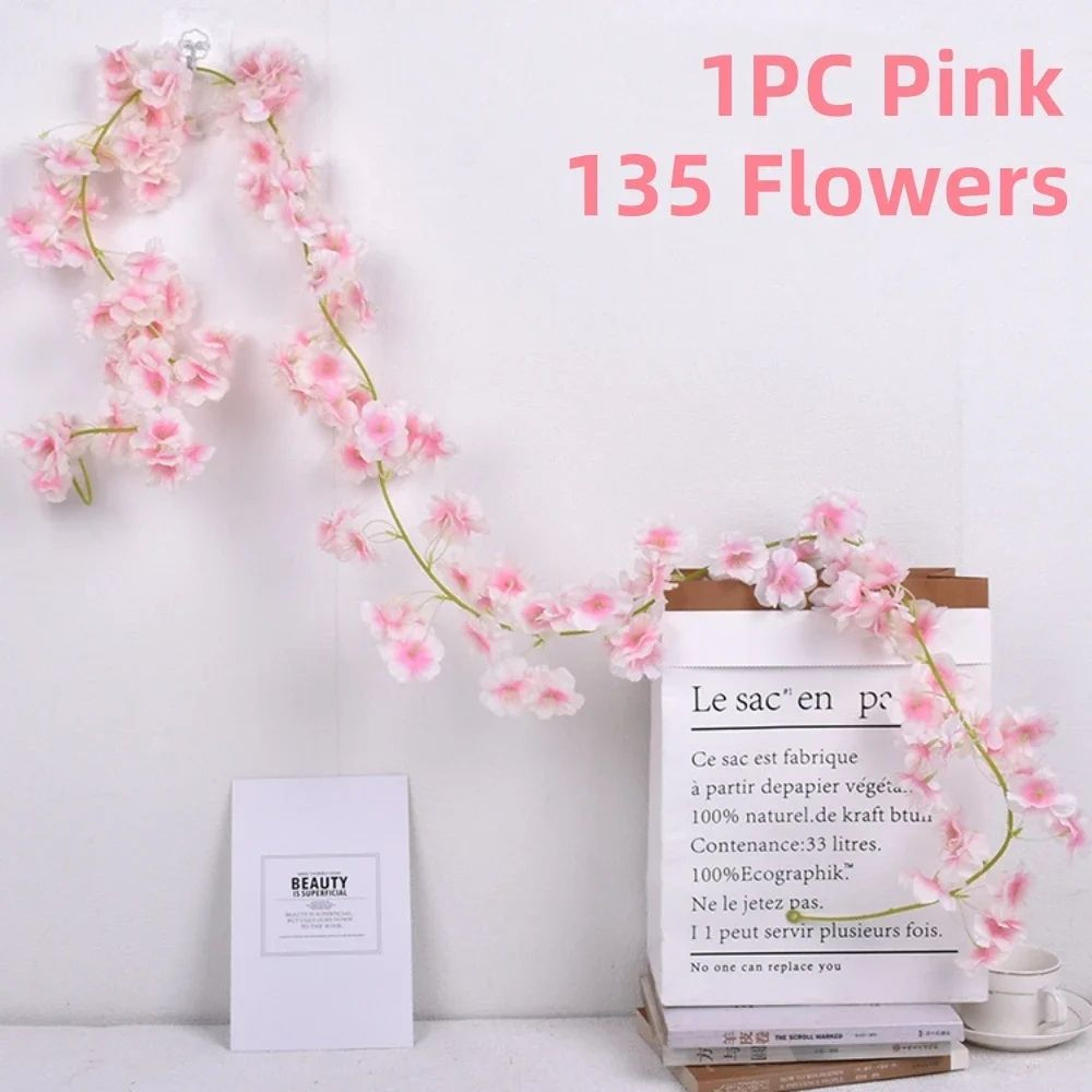 180cm Artificial Cherry Blossom Garland Silk Sakura Flower Vine For Wedding Arch And Home Decor 6