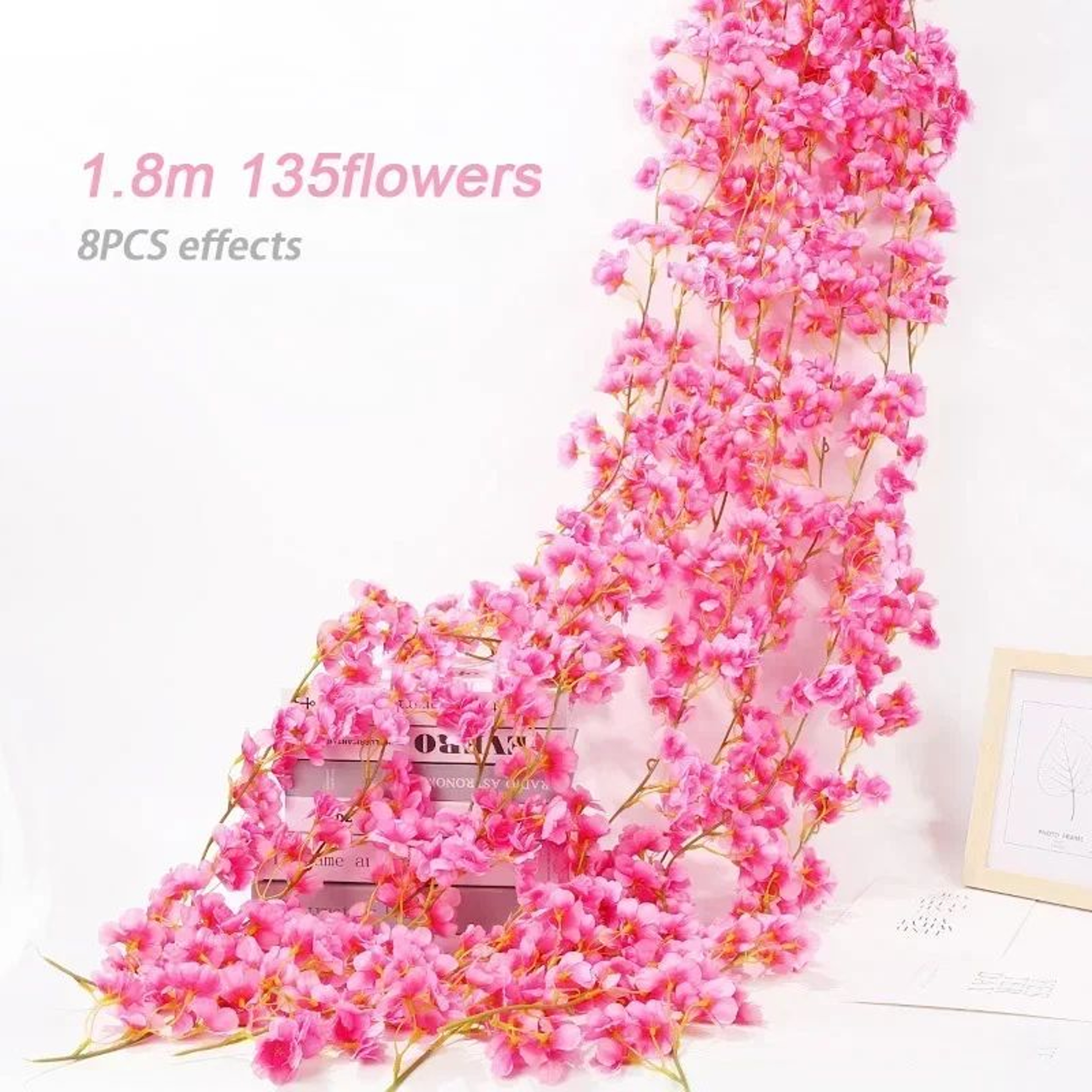 180cm Artificial Cherry Blossom Garland Silk Sakura Flower Vine For Wedding Arch And Home Decor 13