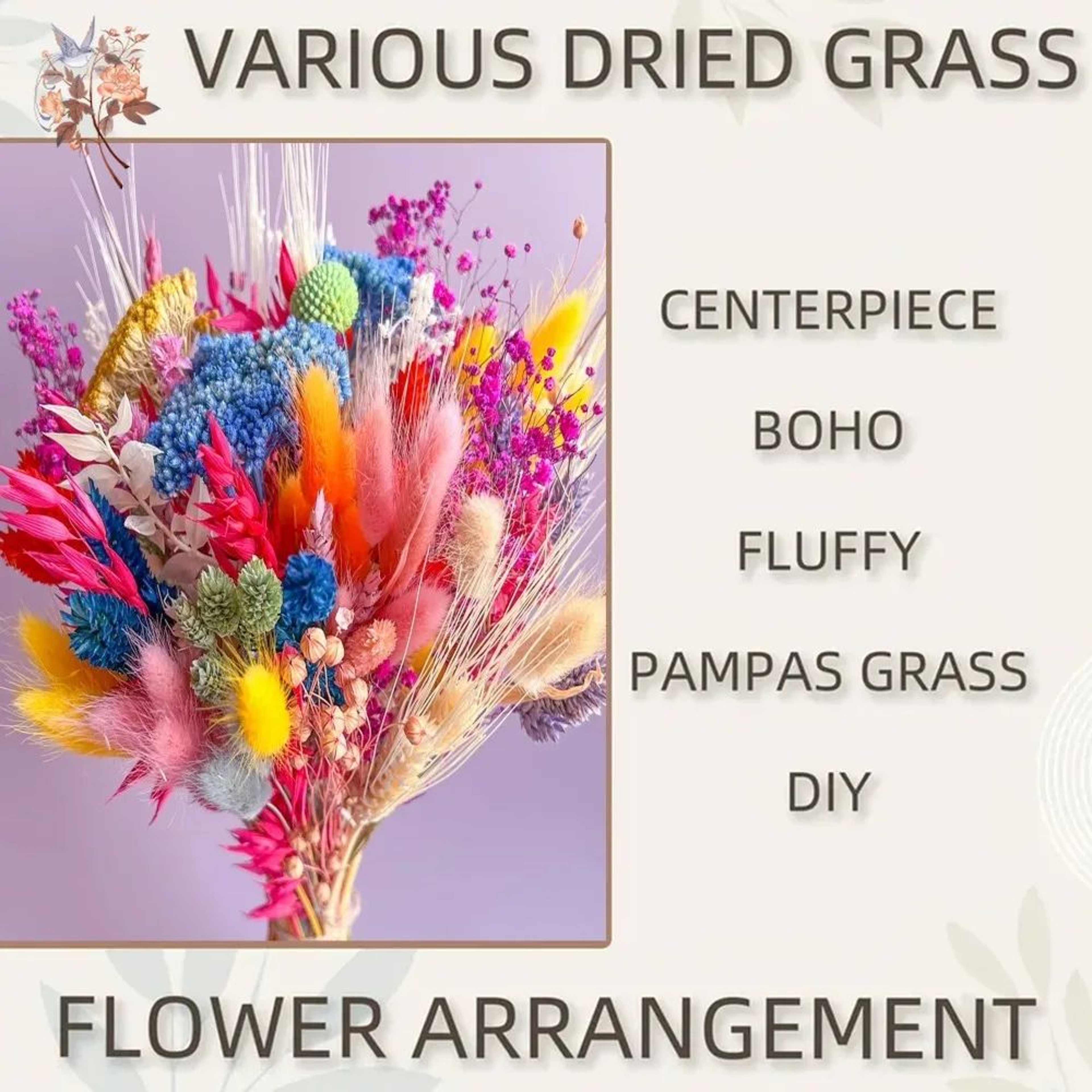 Blush Harmony Dried Flower Wedding Bouquet  Boho Pampas Bridal Arrangement 5