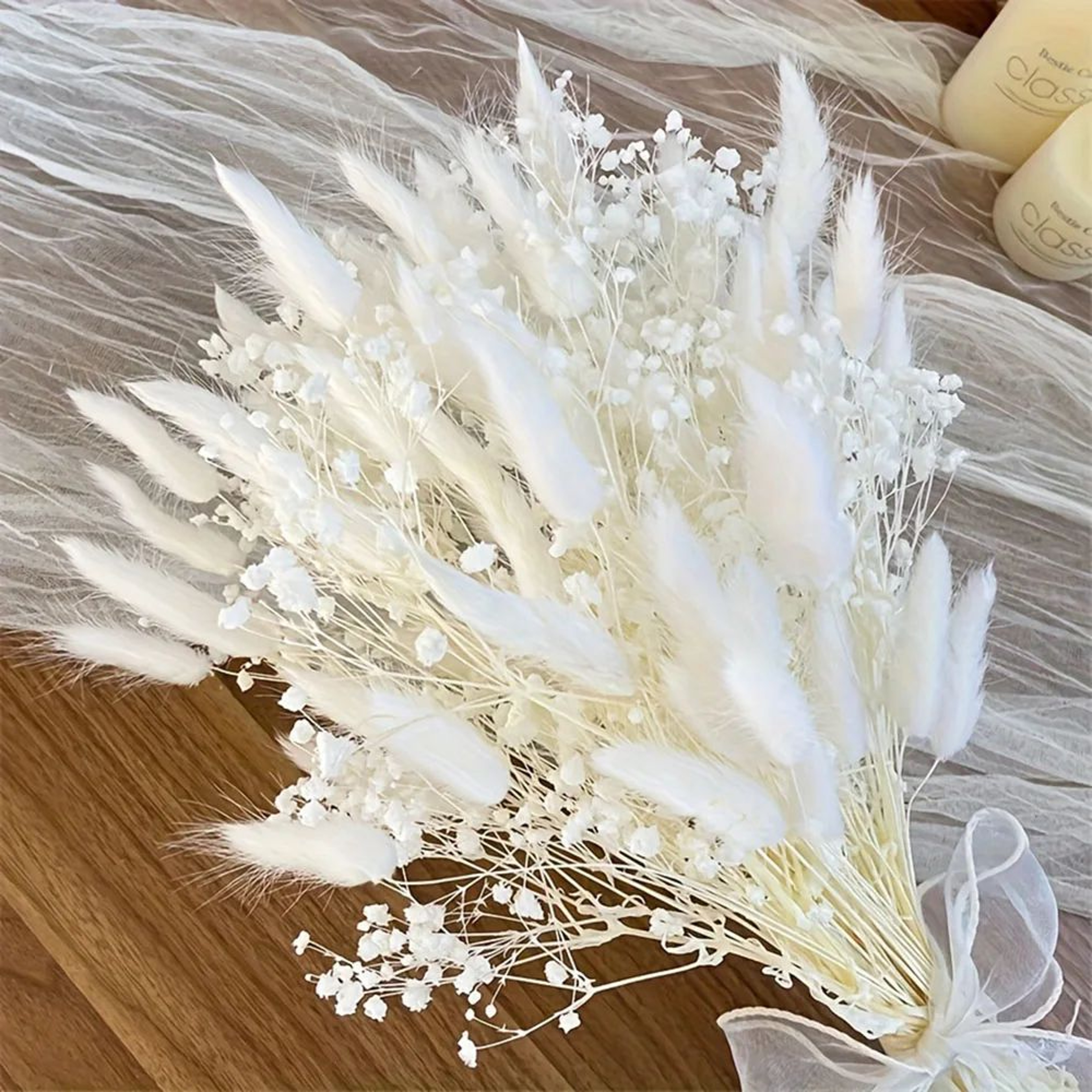 Blush Harmony Dried Flower Wedding Bouquet  Boho Pampas Bridal Arrangement 7