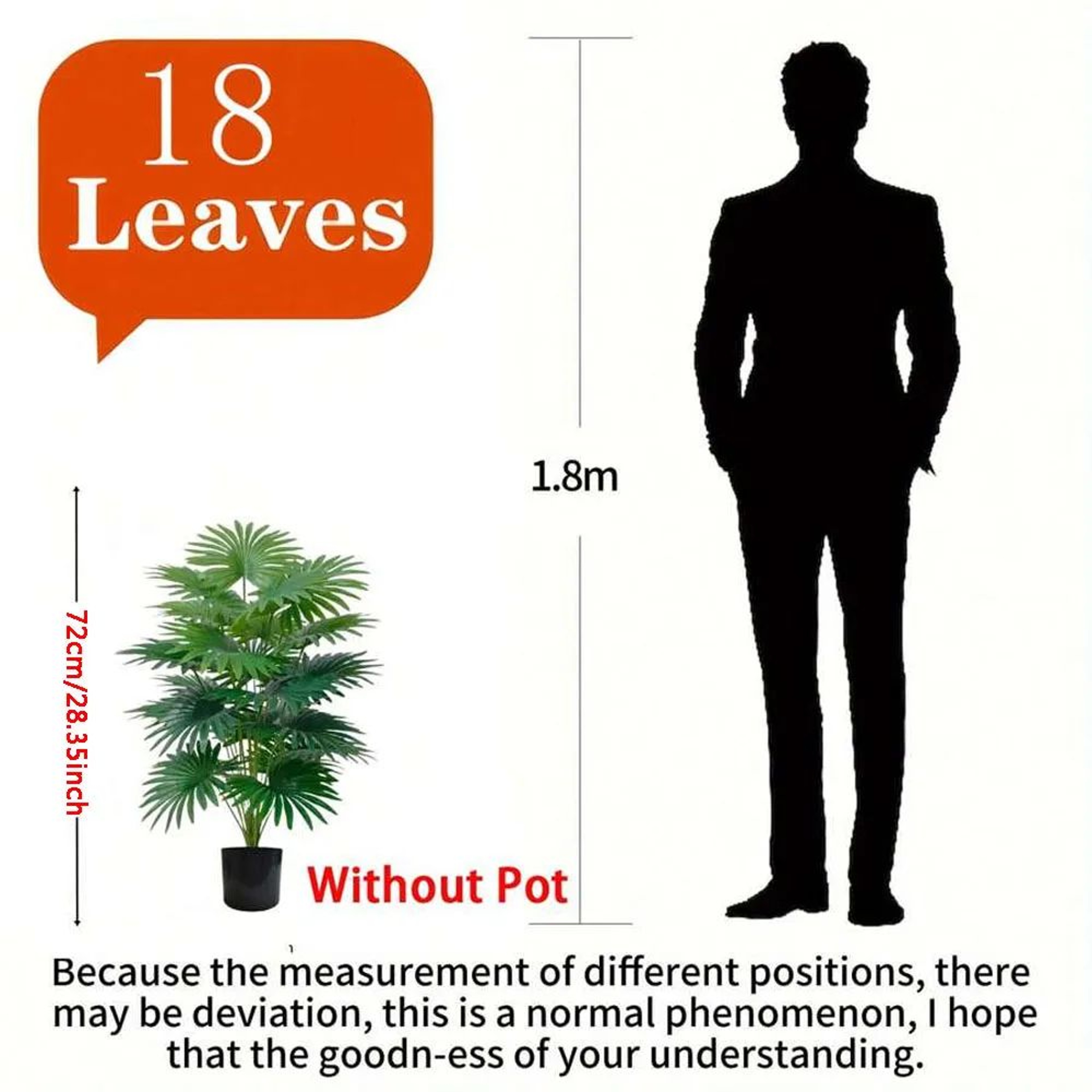 Large Artificial Palm Tree  Realistic Fan Leaf Decorative Indoor Plant For Home  Office 6