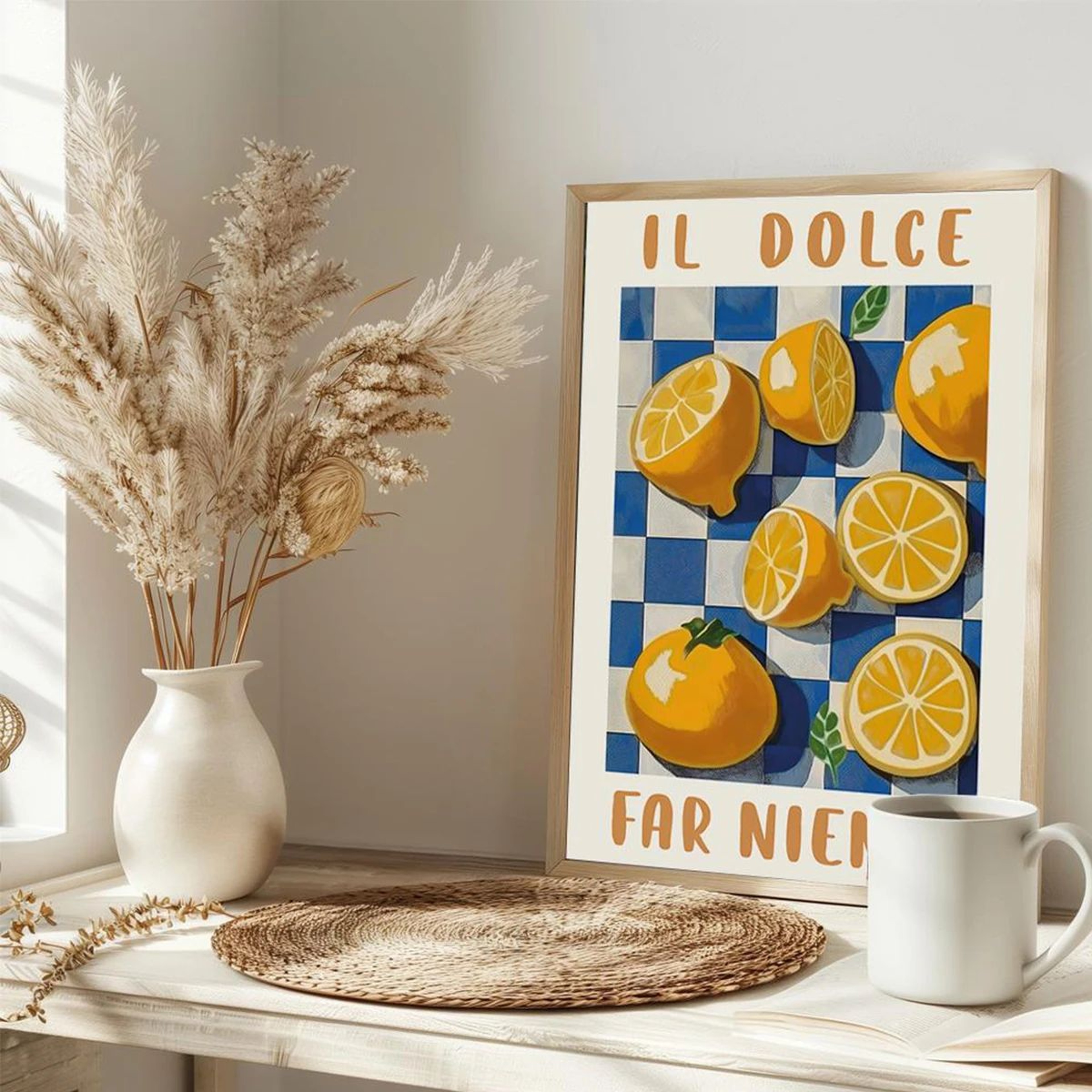 Italian Lemon Grove Canvas Art  Cottagecore Lemon Wall Art  Italian Landscape Print Set 1