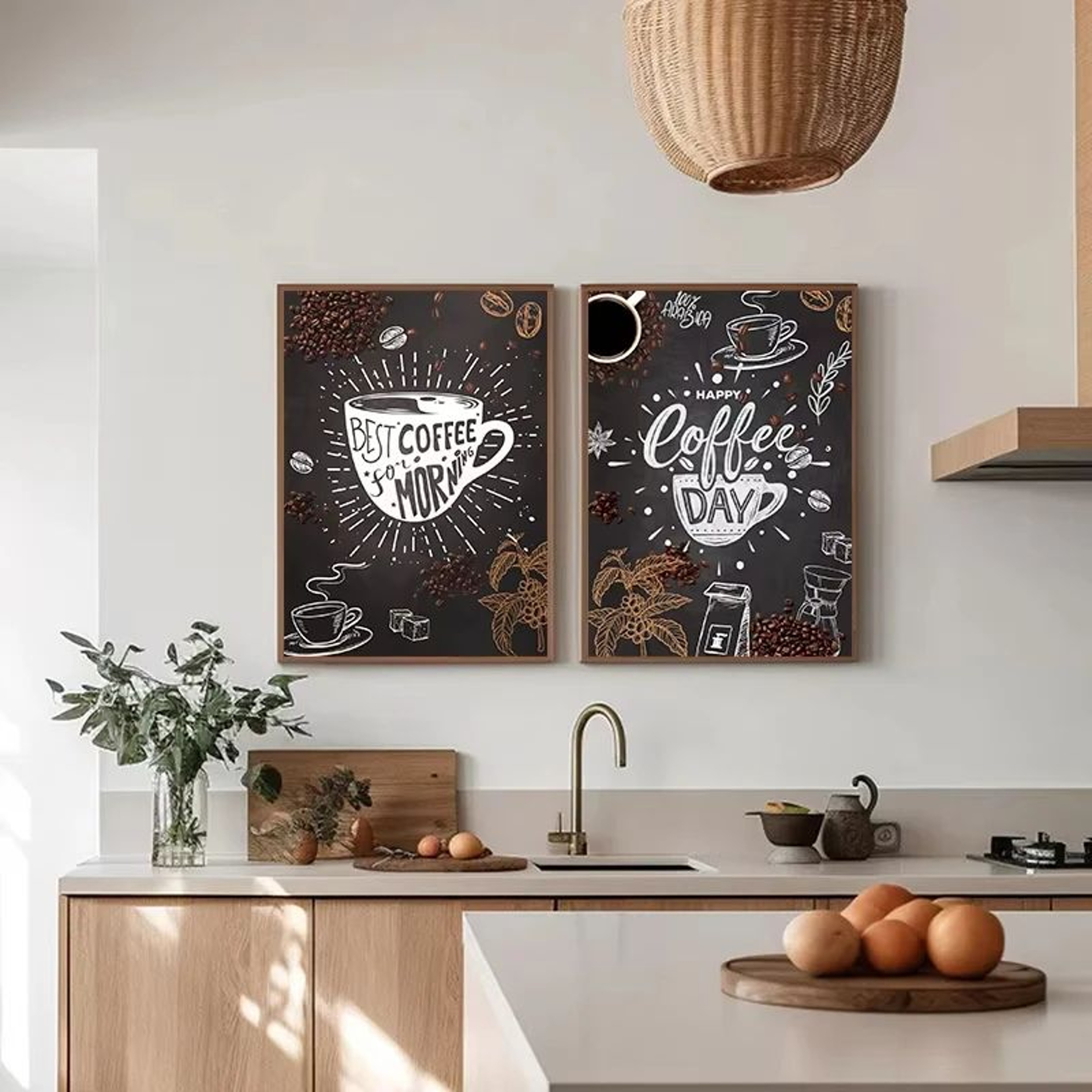 Nordic Coffee Wall Art Canvas Set  Minimalist Cafe  Kitchen Decor Prints 2