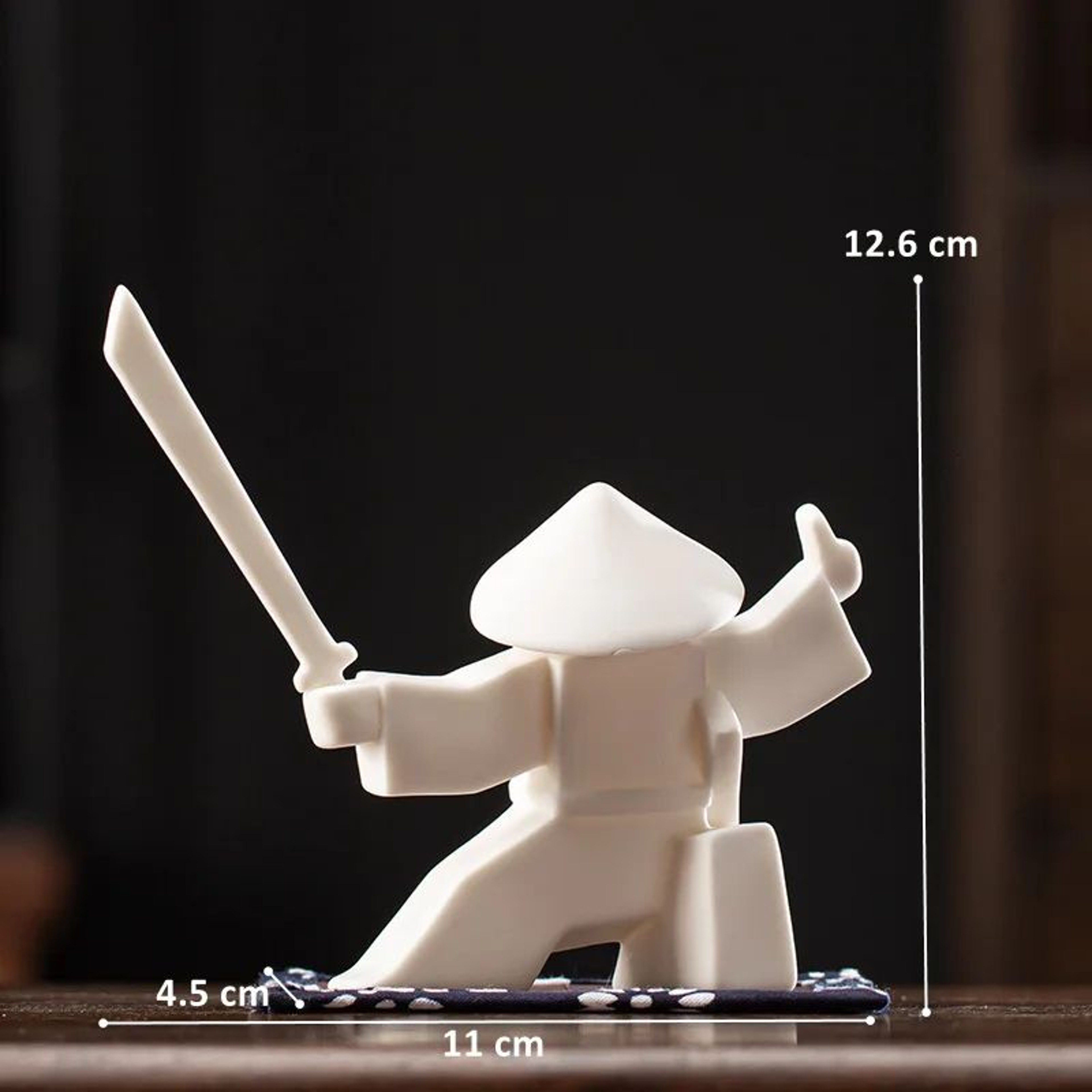 Zen Warrior Ceramic Samurai Figurine  Minimalist Blanc De Chine Decor 8