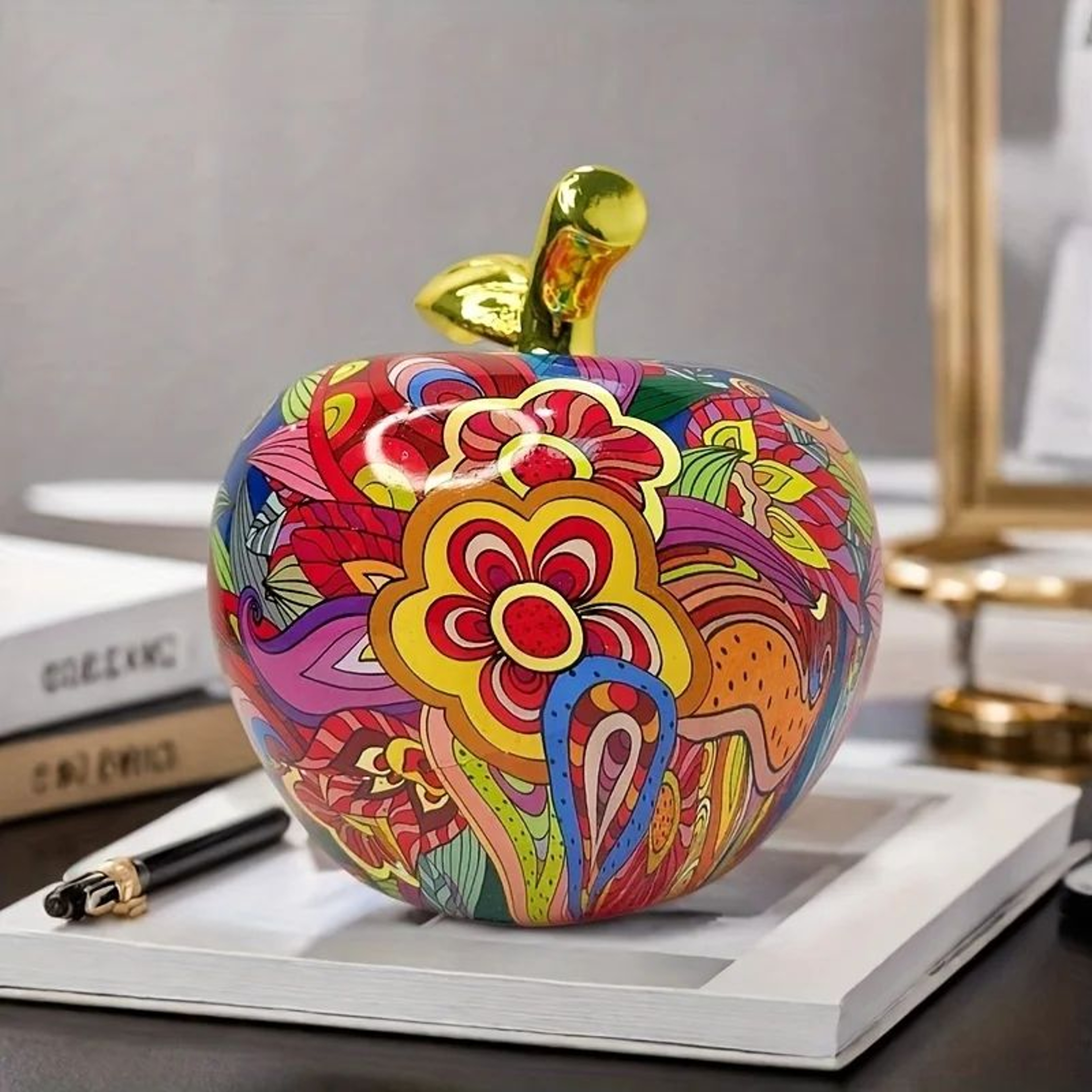 Abstract Apple Statue  Colorful Resin Apple Decor For Modern Home Decoration 1