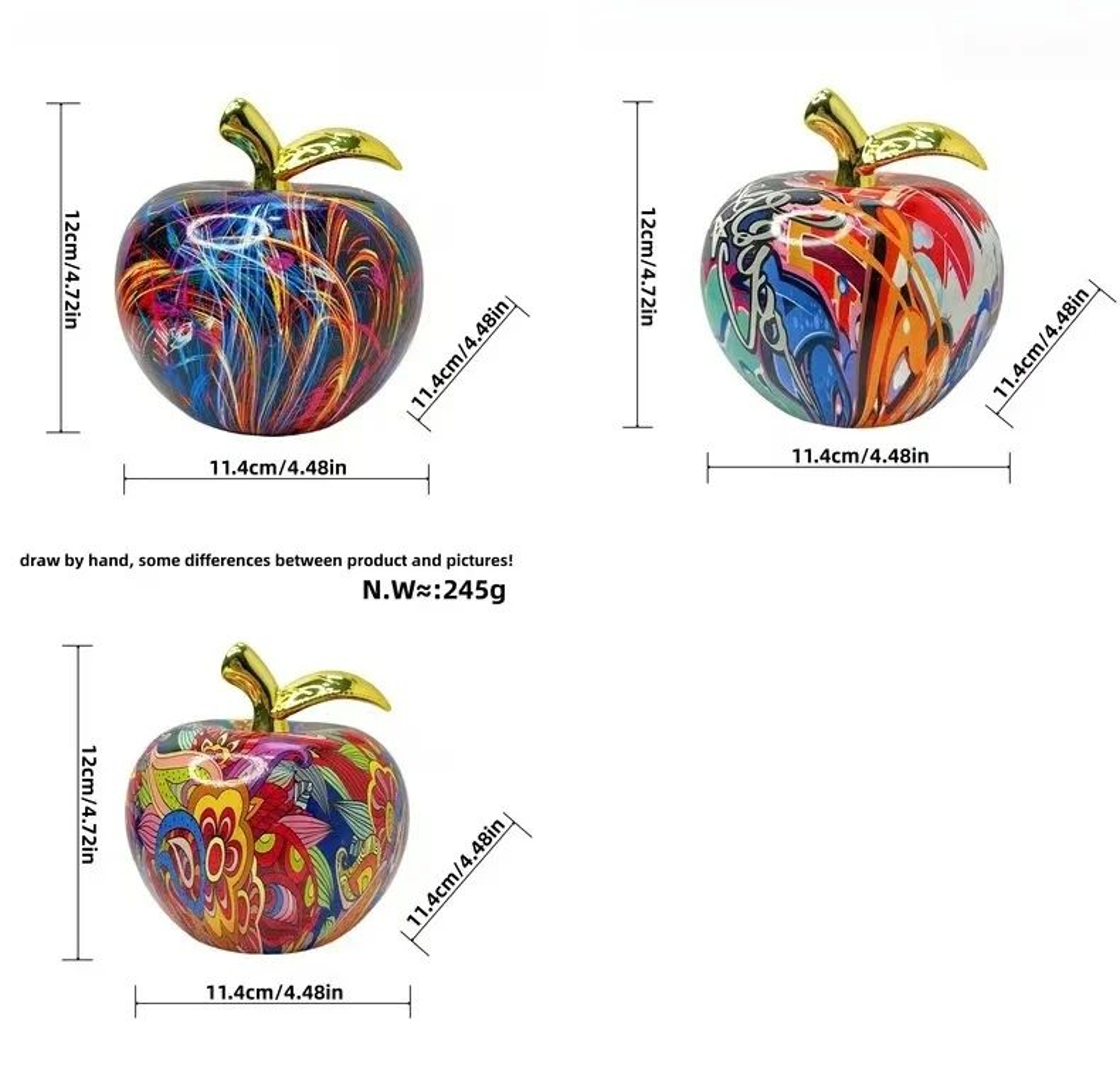 Abstract Apple Statue  Colorful Resin Apple Decor For Modern Home Decoration 5