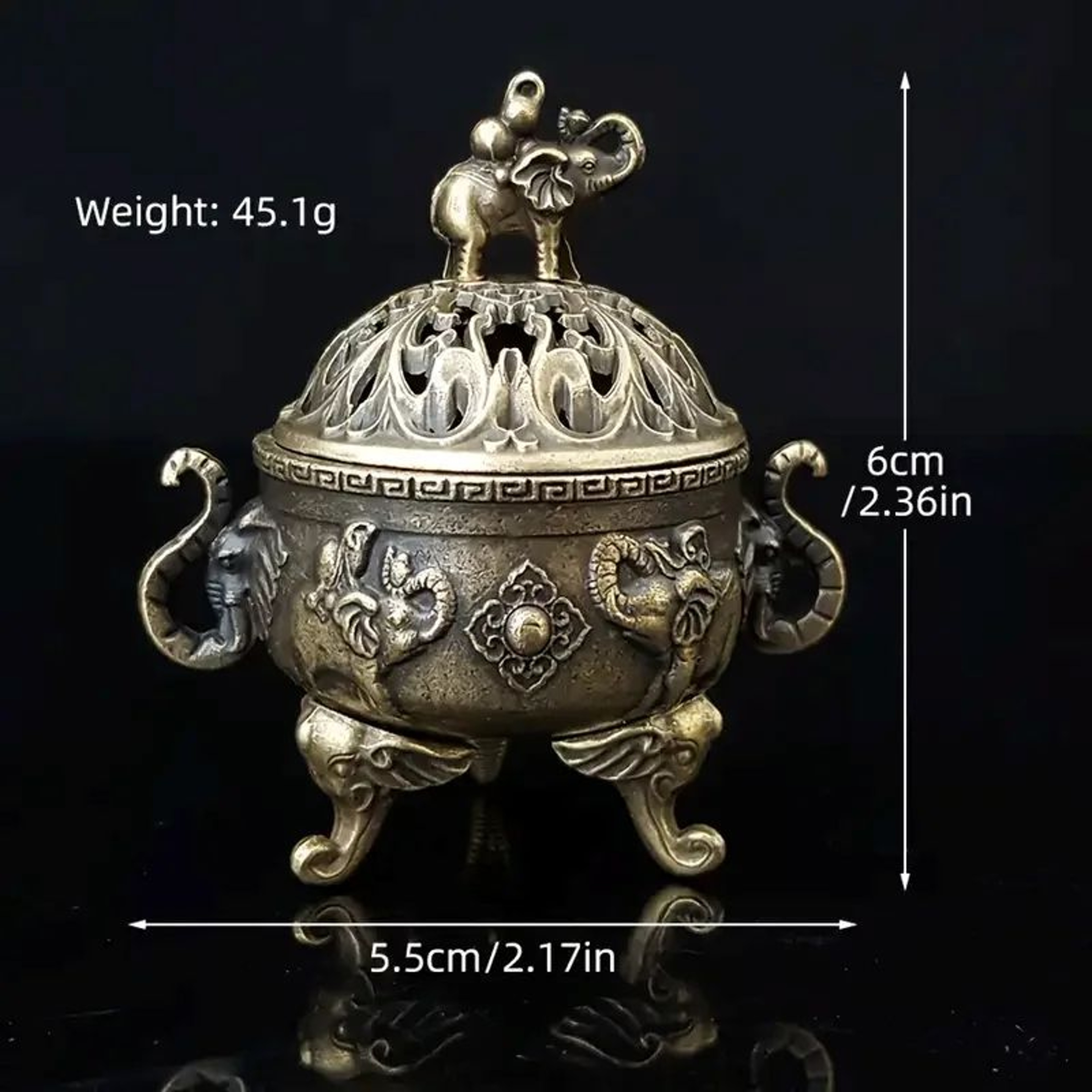 Elephant TripleLeg Metal Incense Burner  Elegant Aromatherapy Decor For Meditation  Home Serenity 0