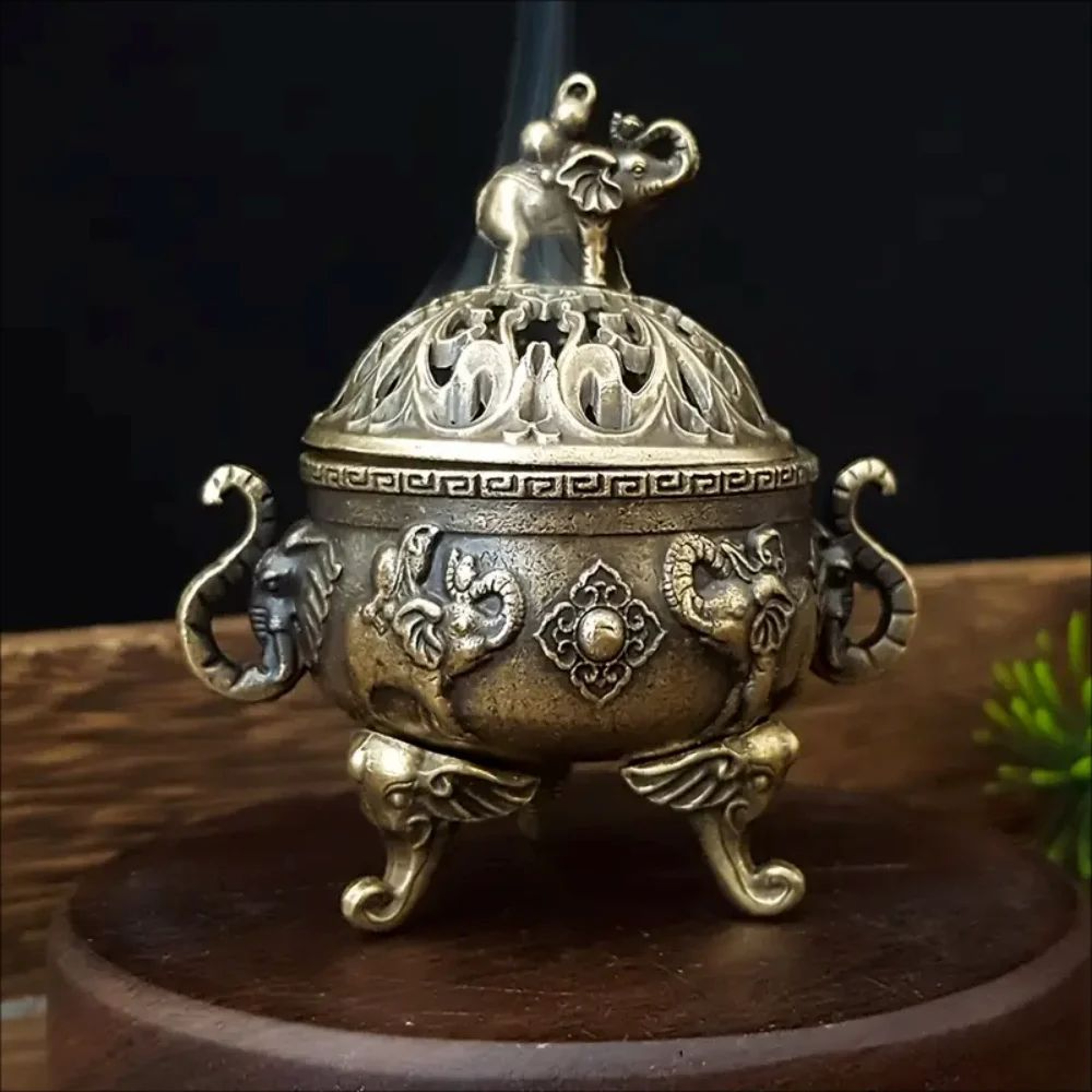 Elephant TripleLeg Metal Incense Burner  Elegant Aromatherapy Decor For Meditation  Home Serenity 5