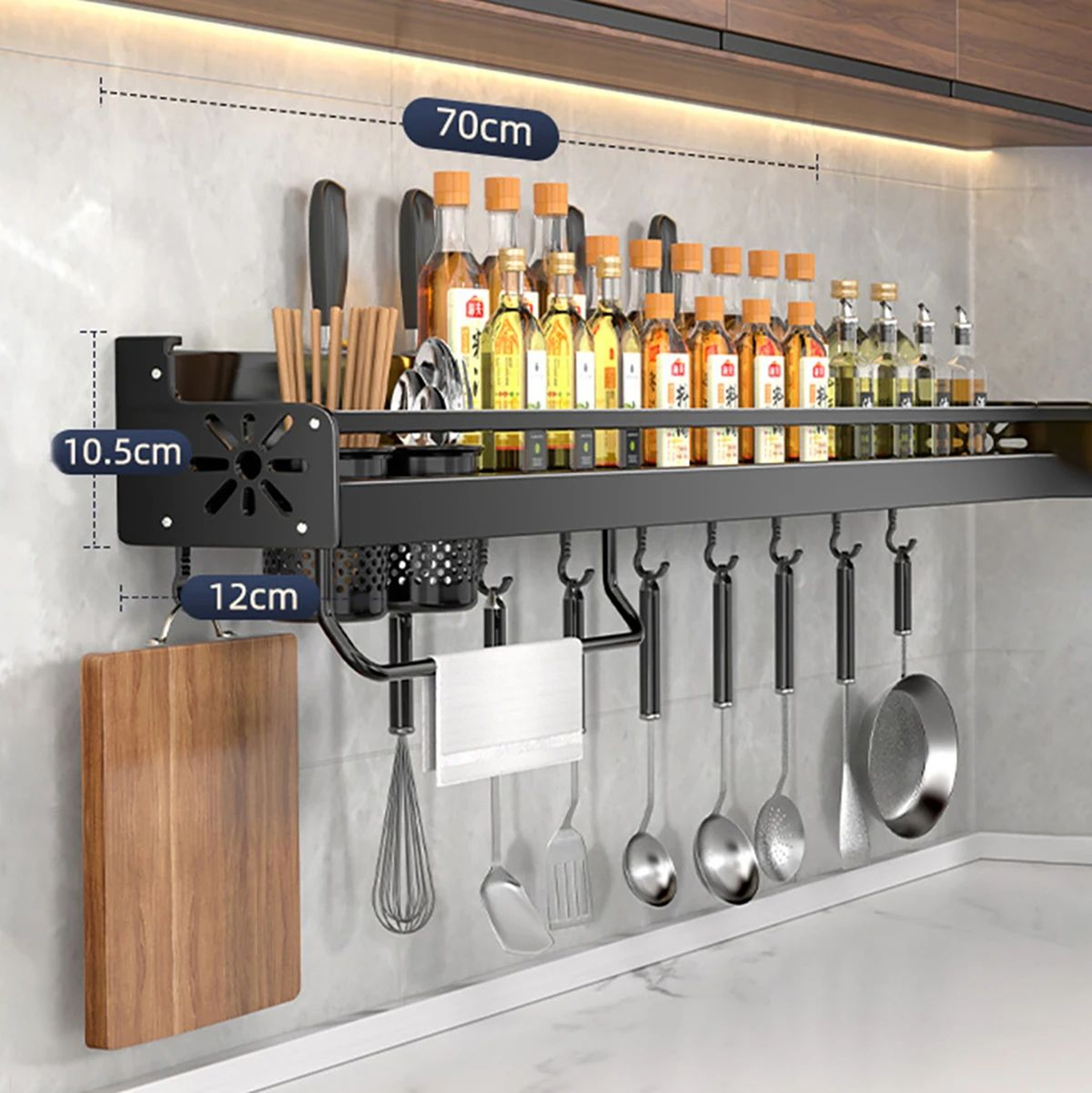 NoDrill Wall Mounted Kitchen Shelf With Drainage For Utensils And Spices 11