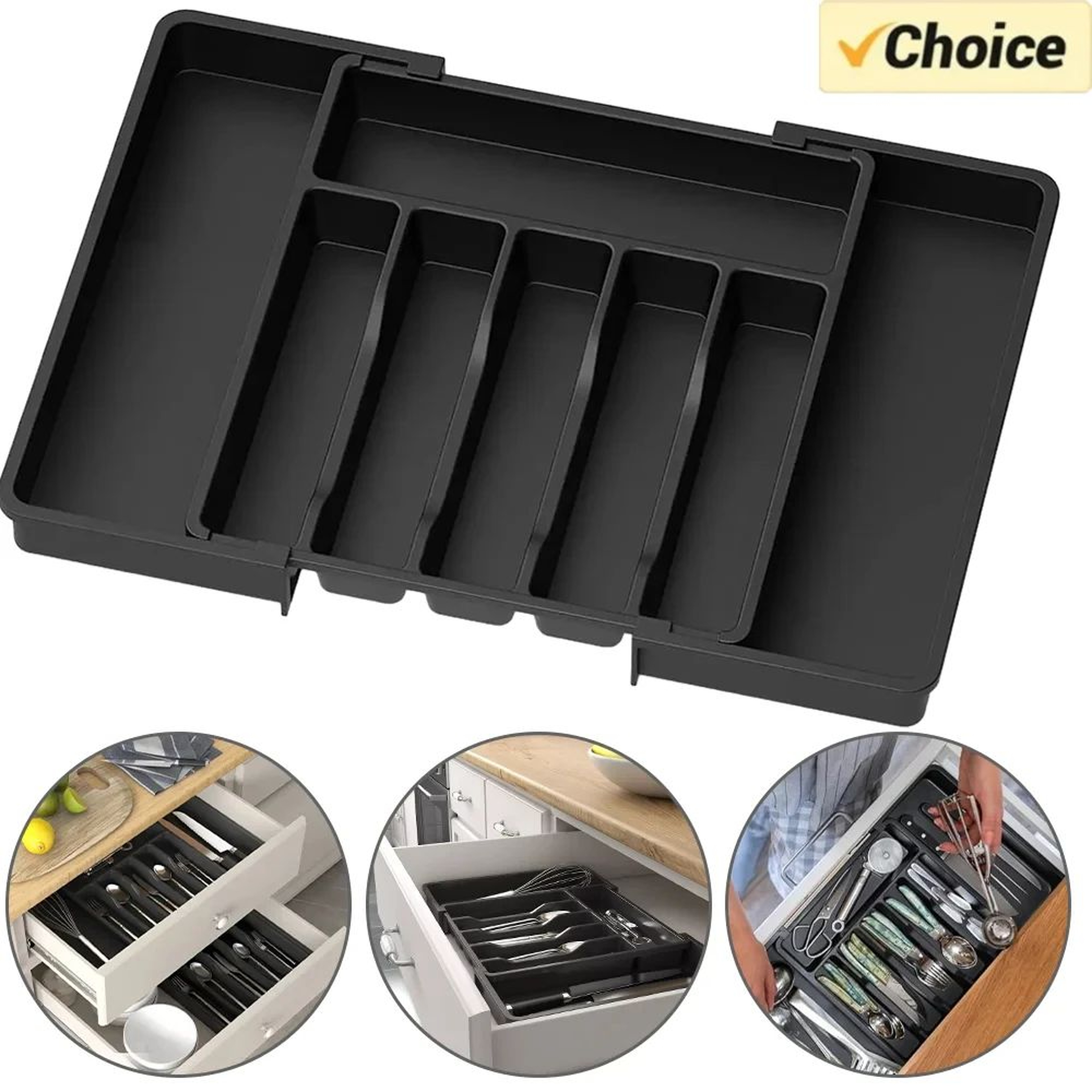 Expandable Kitchen Drawer Organizer Adjustable Cutlery Tray For Silverware And Utensils 0