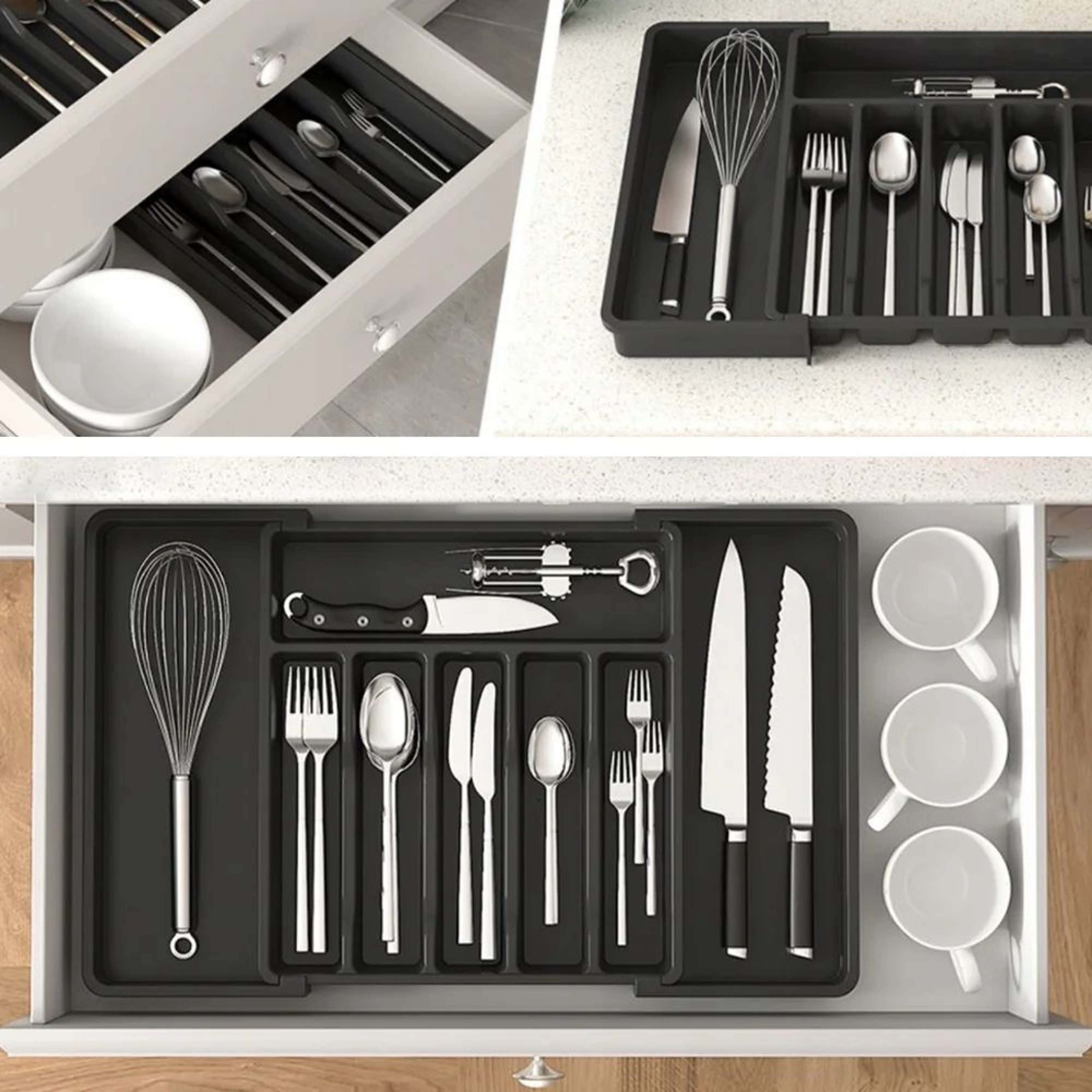 Expandable Kitchen Drawer Organizer Adjustable Cutlery Tray For Silverware And Utensils 1