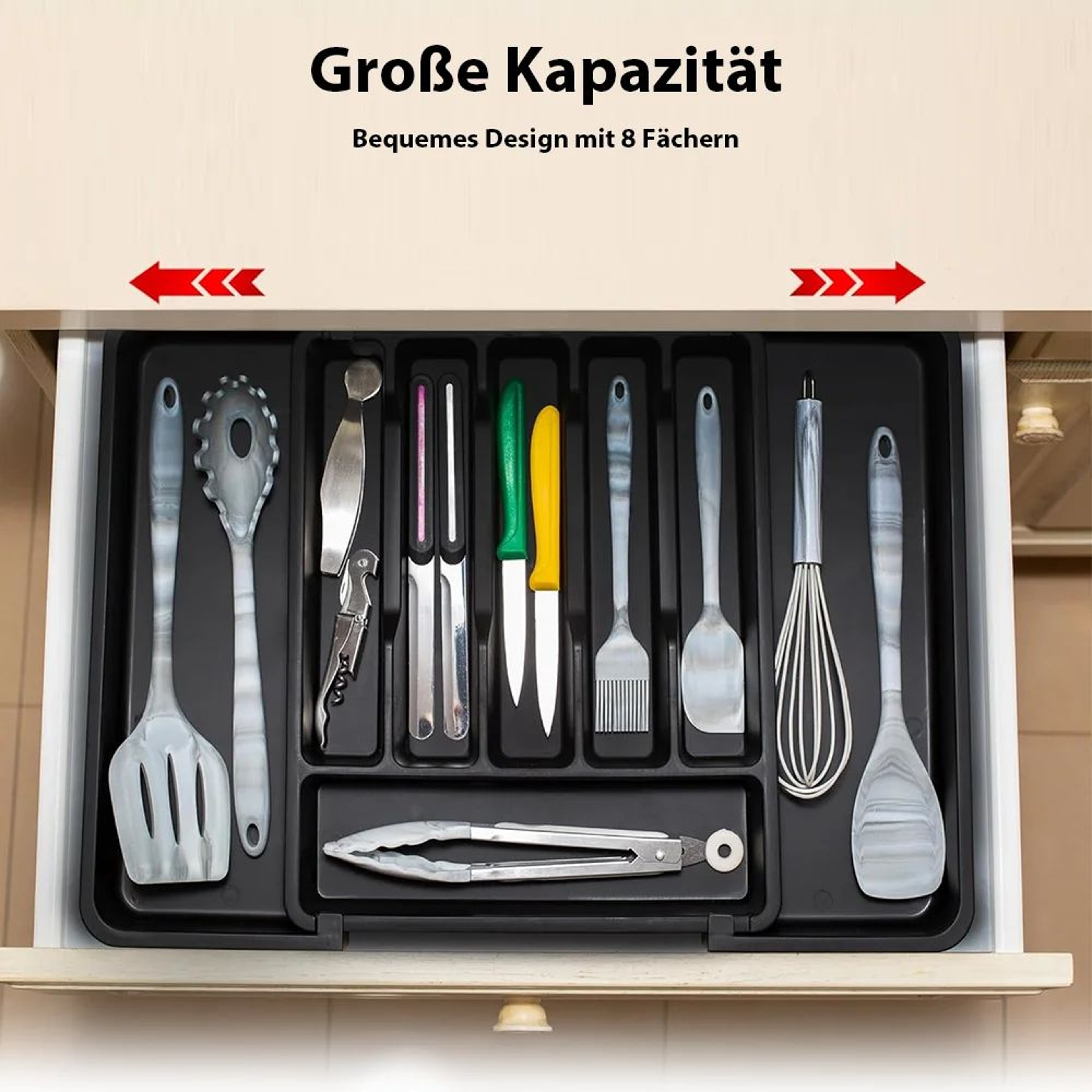 Expandable Kitchen Drawer Organizer Adjustable Cutlery Tray For Silverware And Utensils 2