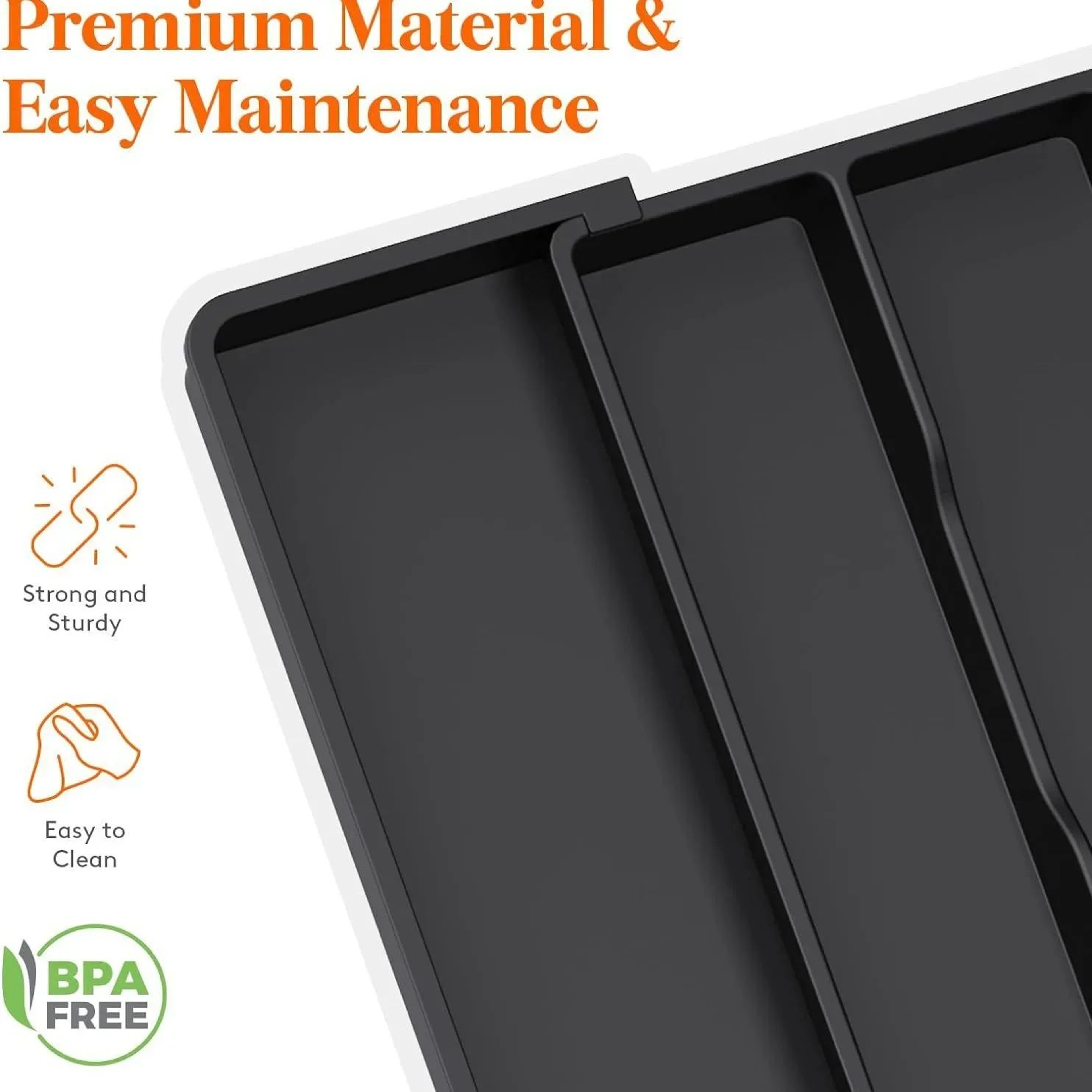 Expandable Silverware Drawer Organizer With Adjustable Compartments 2