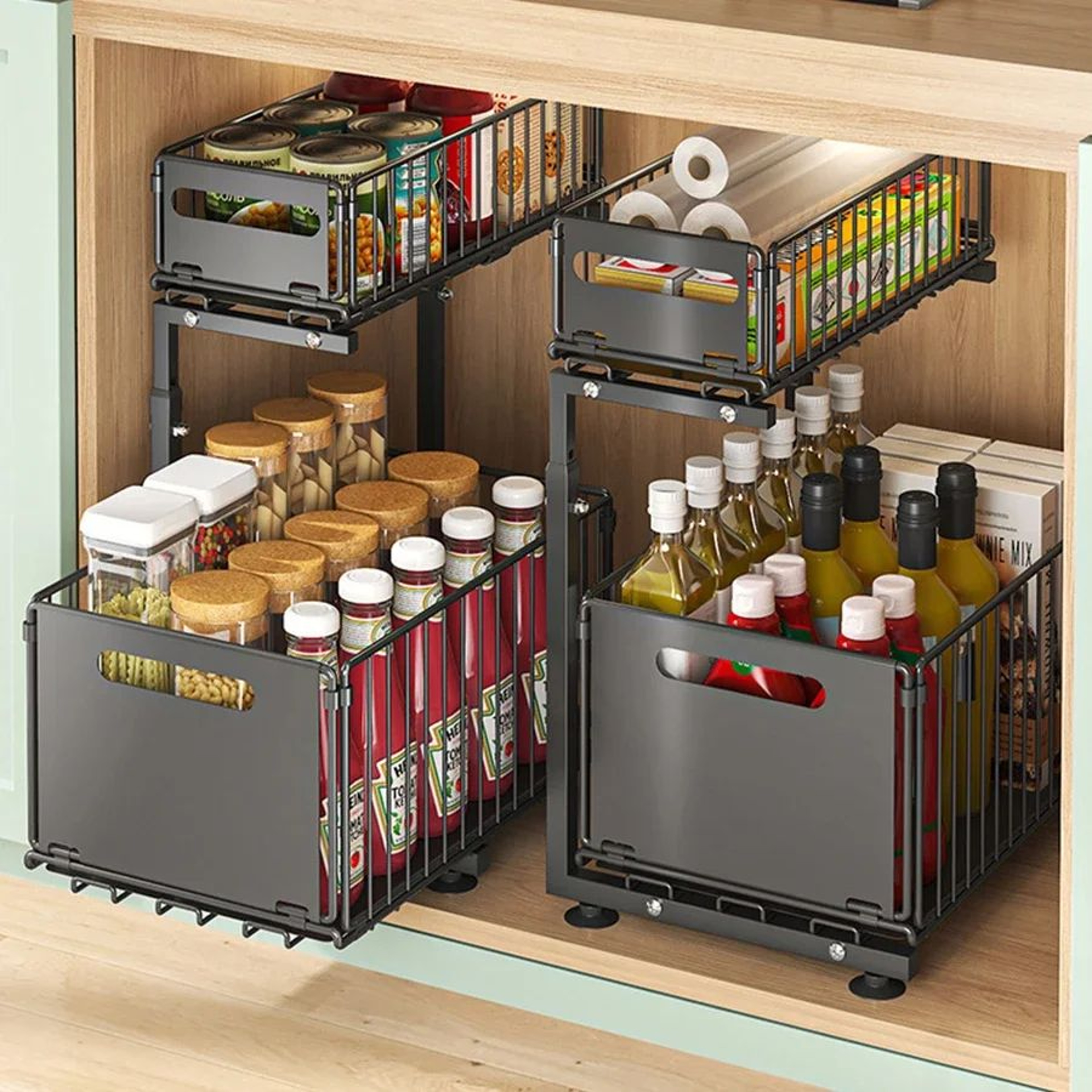 Adjustable 2Tier Under Sink Organizer With PullOut Sliding Shelf 1