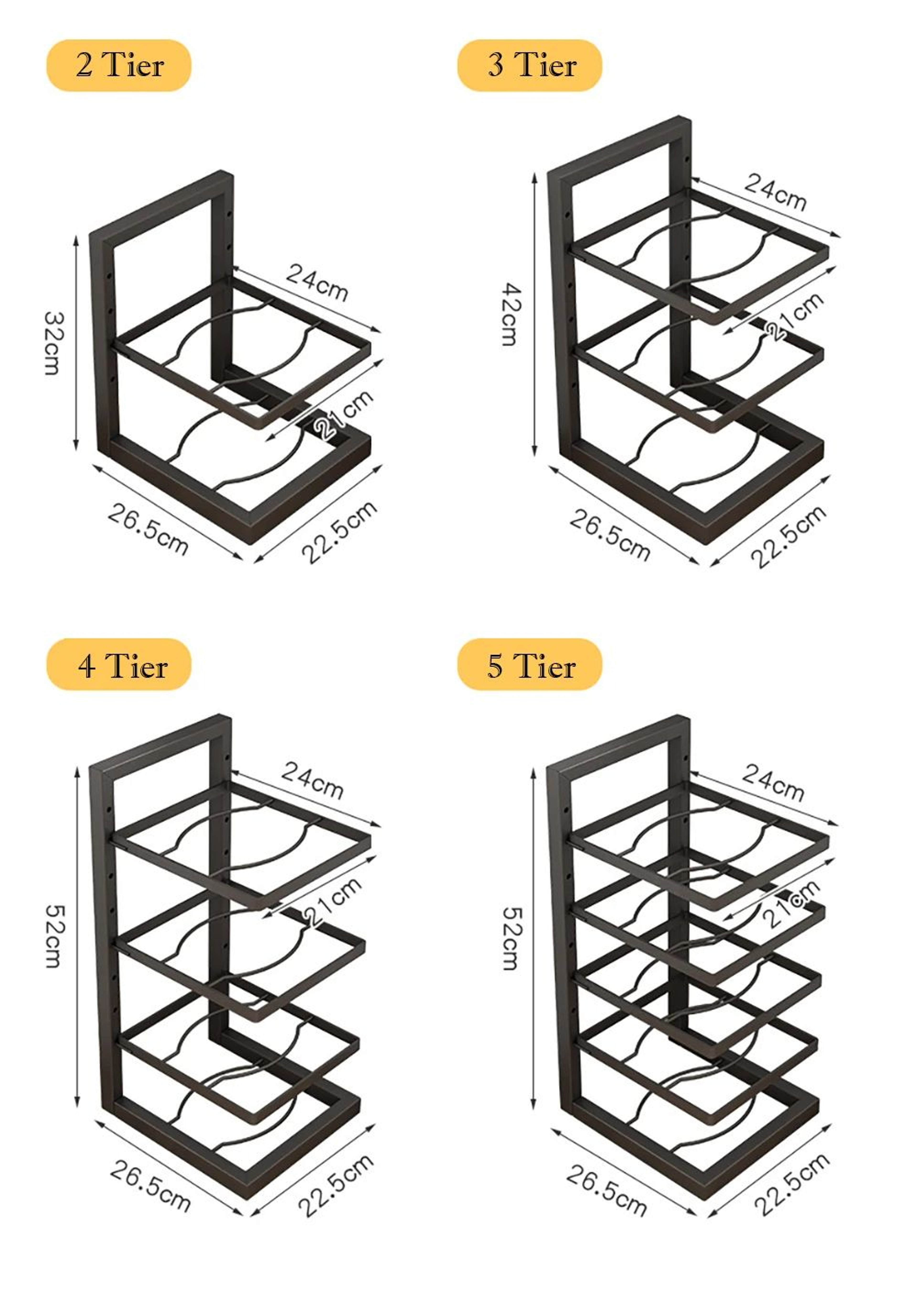 Adjustable Pot Rack Organizer For Kitchen Cabinets  MultiTier Pan Organizer Rack With Durable Stain 5