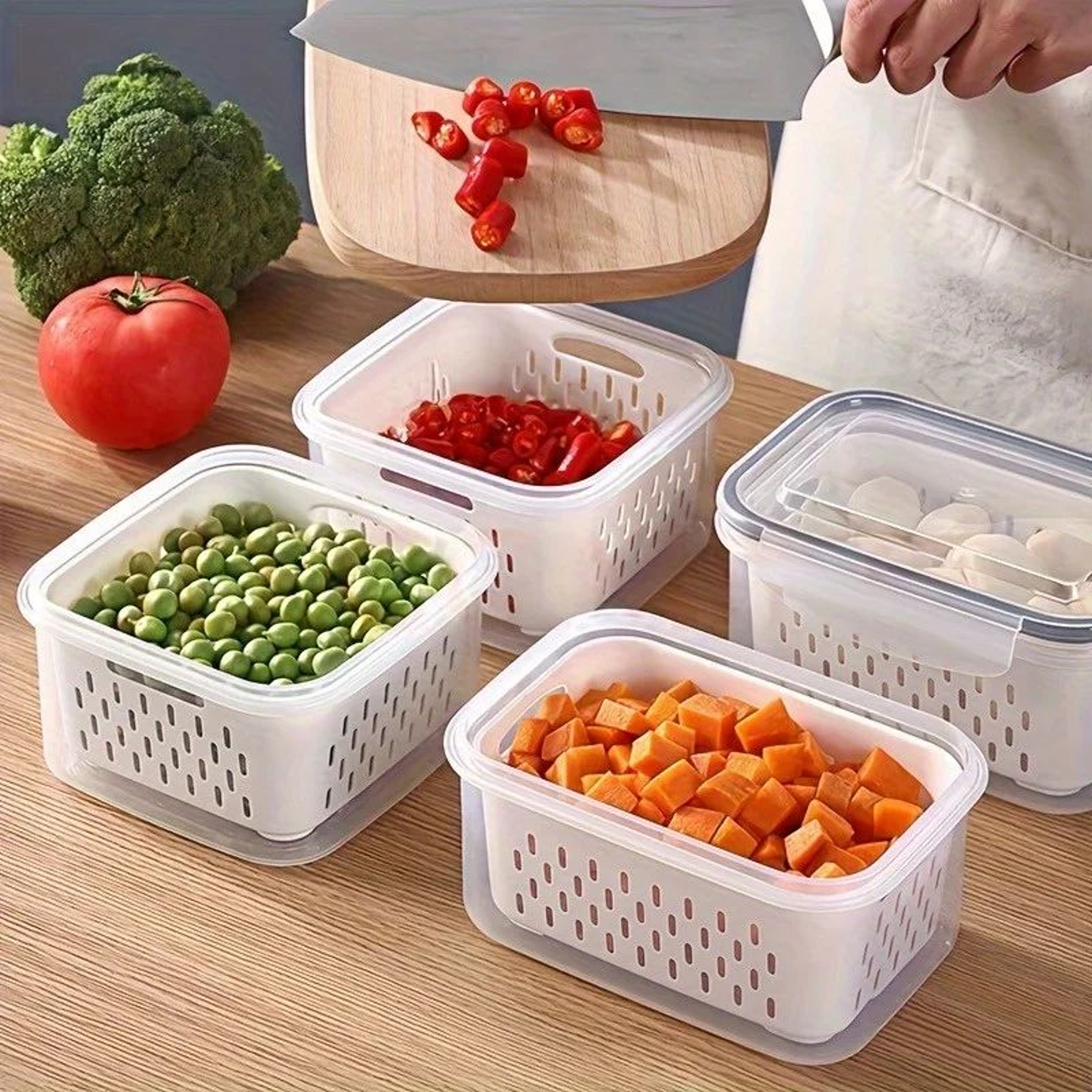 FreshLock Fridge Storage Containers With Strainer  Lids For Produce And Meal Prep 0
