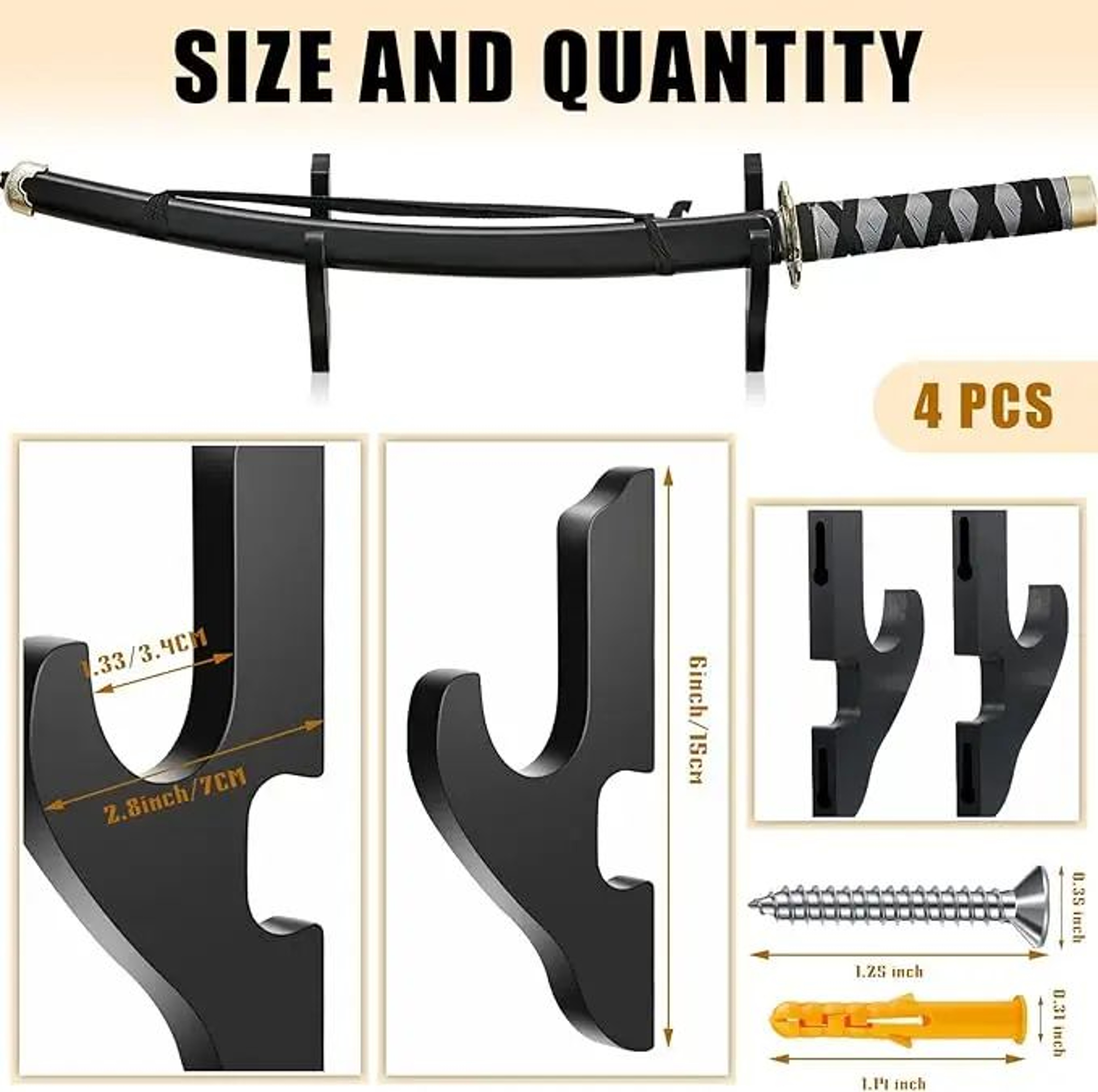 Solid Wood Katana Wall Mount Sword Display Rack For Samurai Swords And Collectibles 5