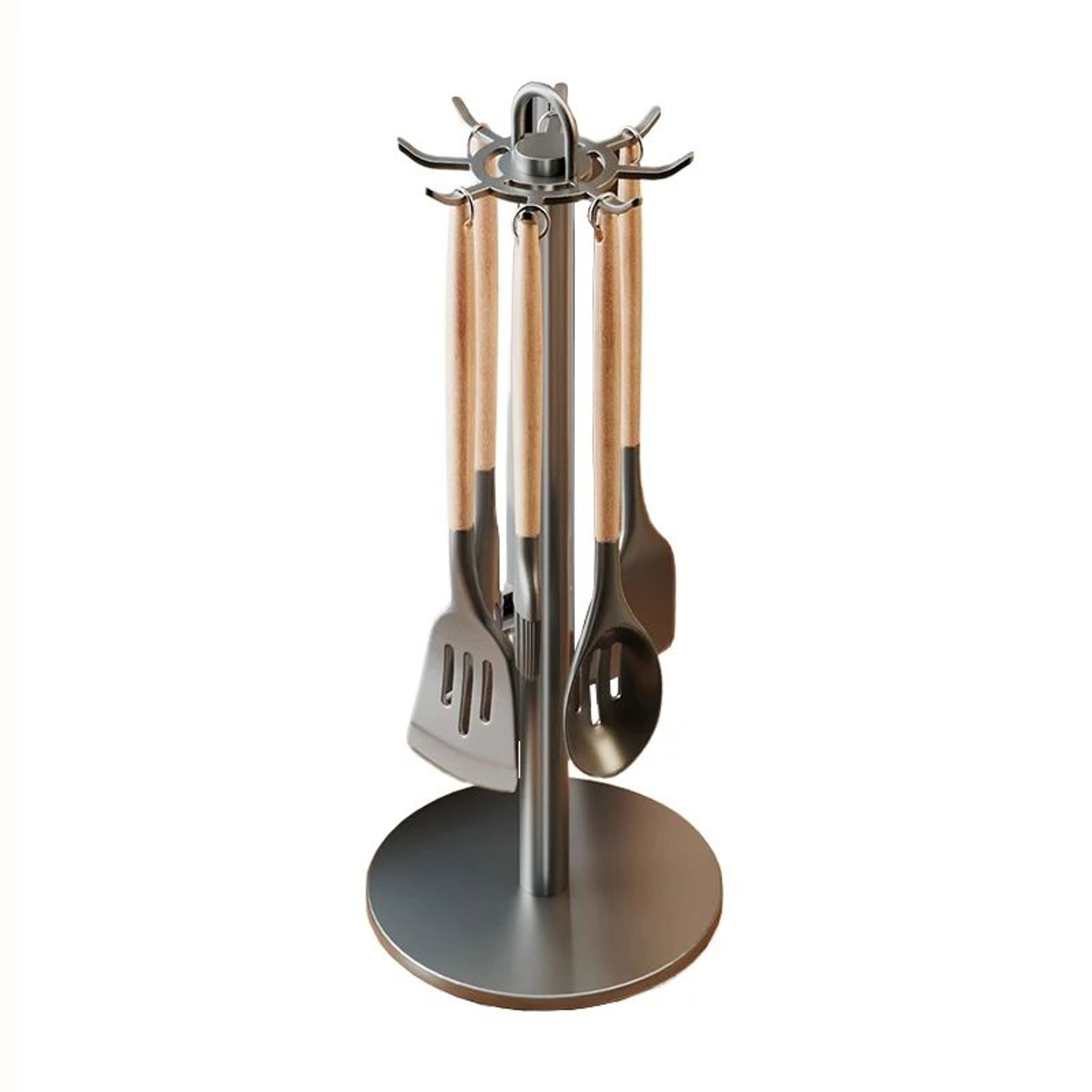 360 Rotating Utensil Holder  SpaceSaving Kitchen Utensil Organizer With 8 Hooks 5