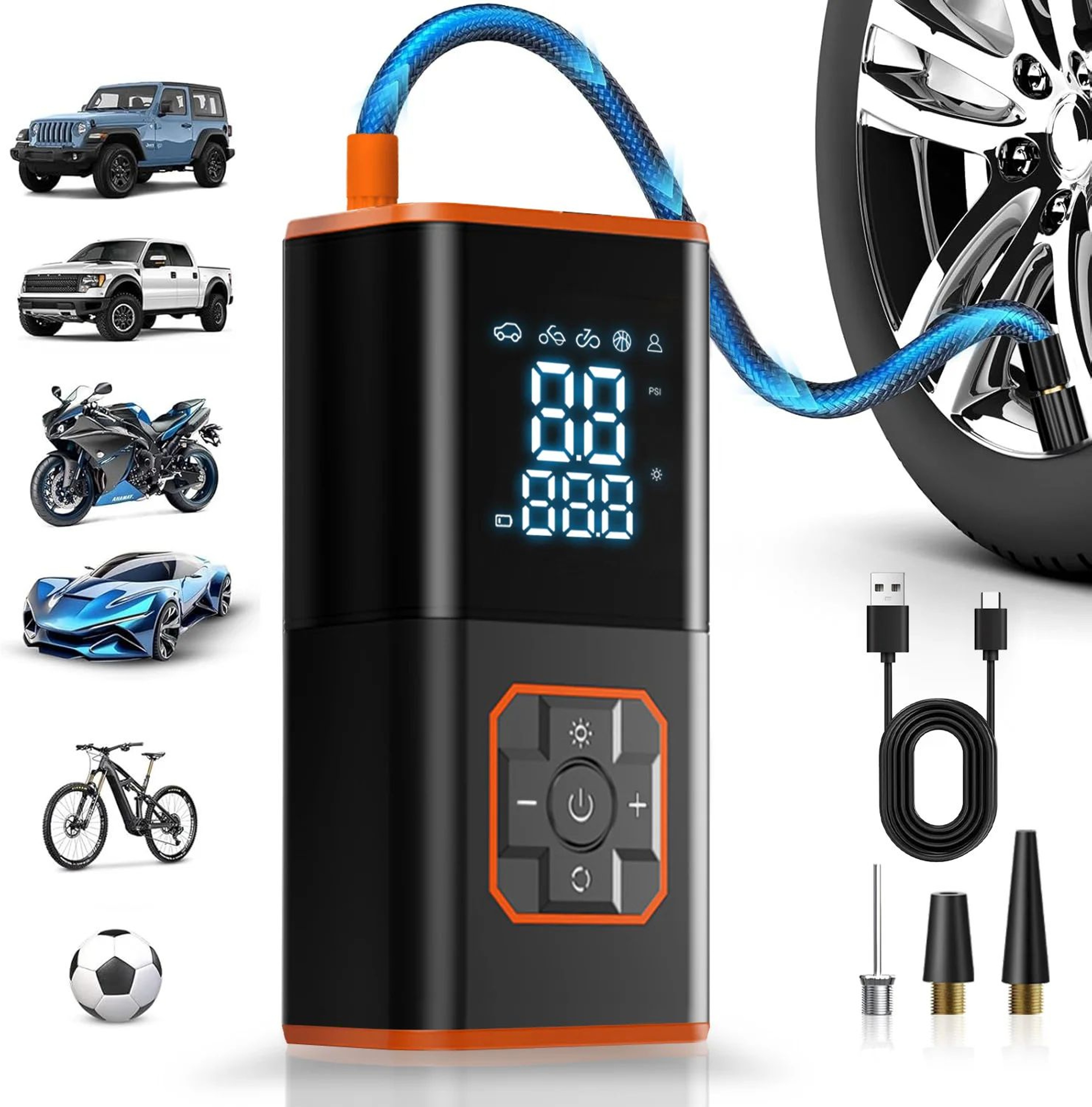 Portable Tire Inflator Air Compressor For Car Bike  Motorcycle 0