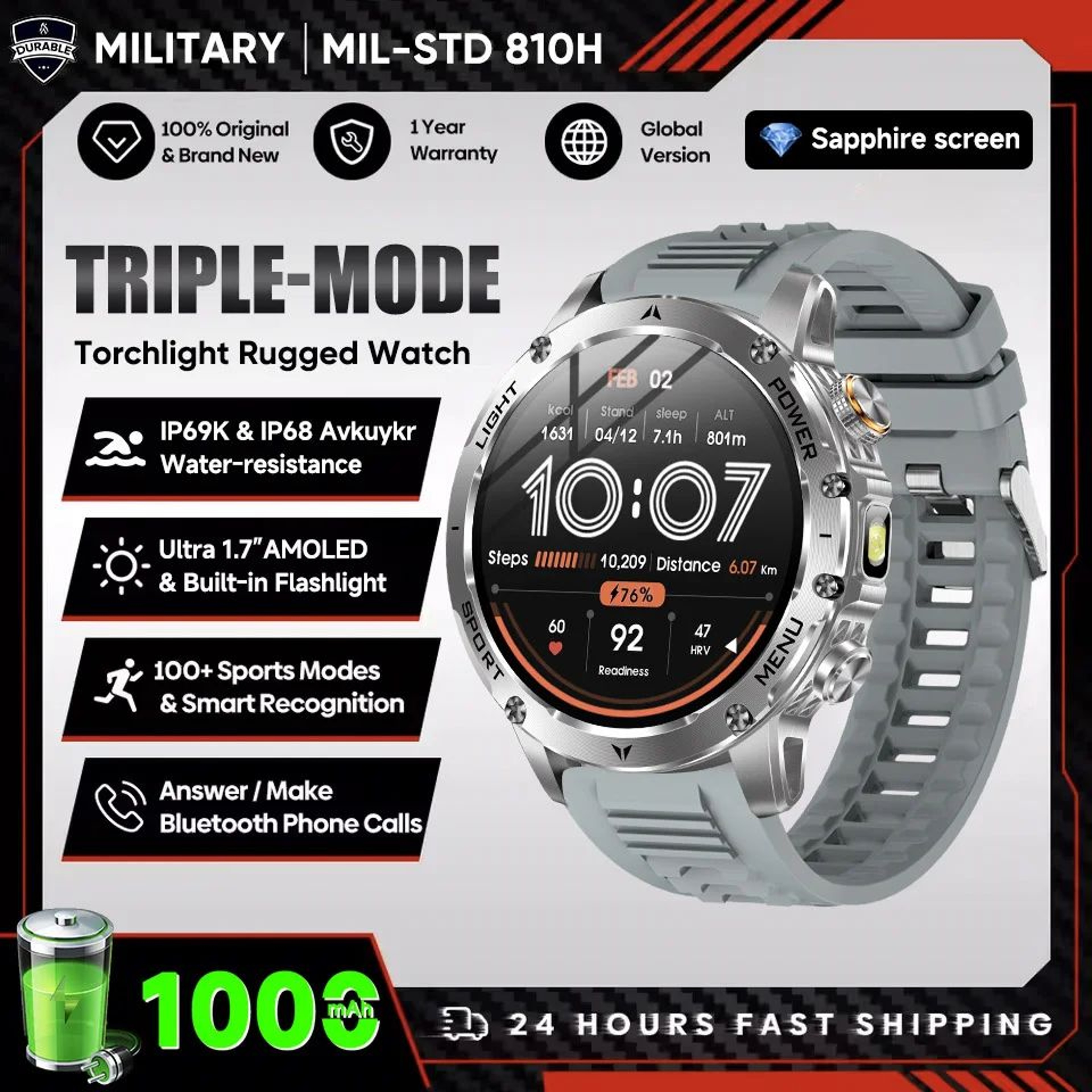 ApexFit AMOLED Smartwatch With GPS  Bluetooth Calling 7