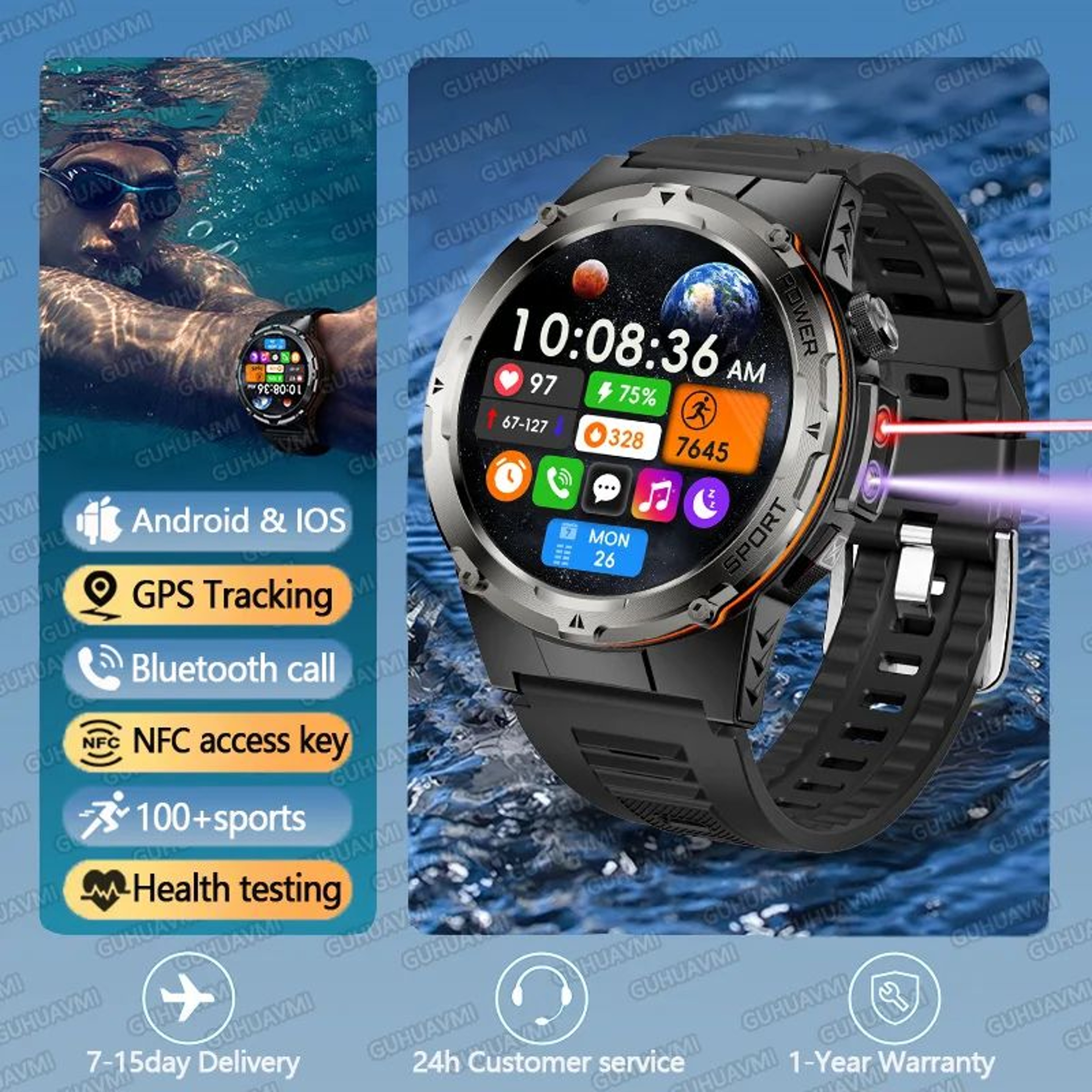TRex 3 Rugged Smartwatch With GPS NFC  3ATM Waterproof Design 6