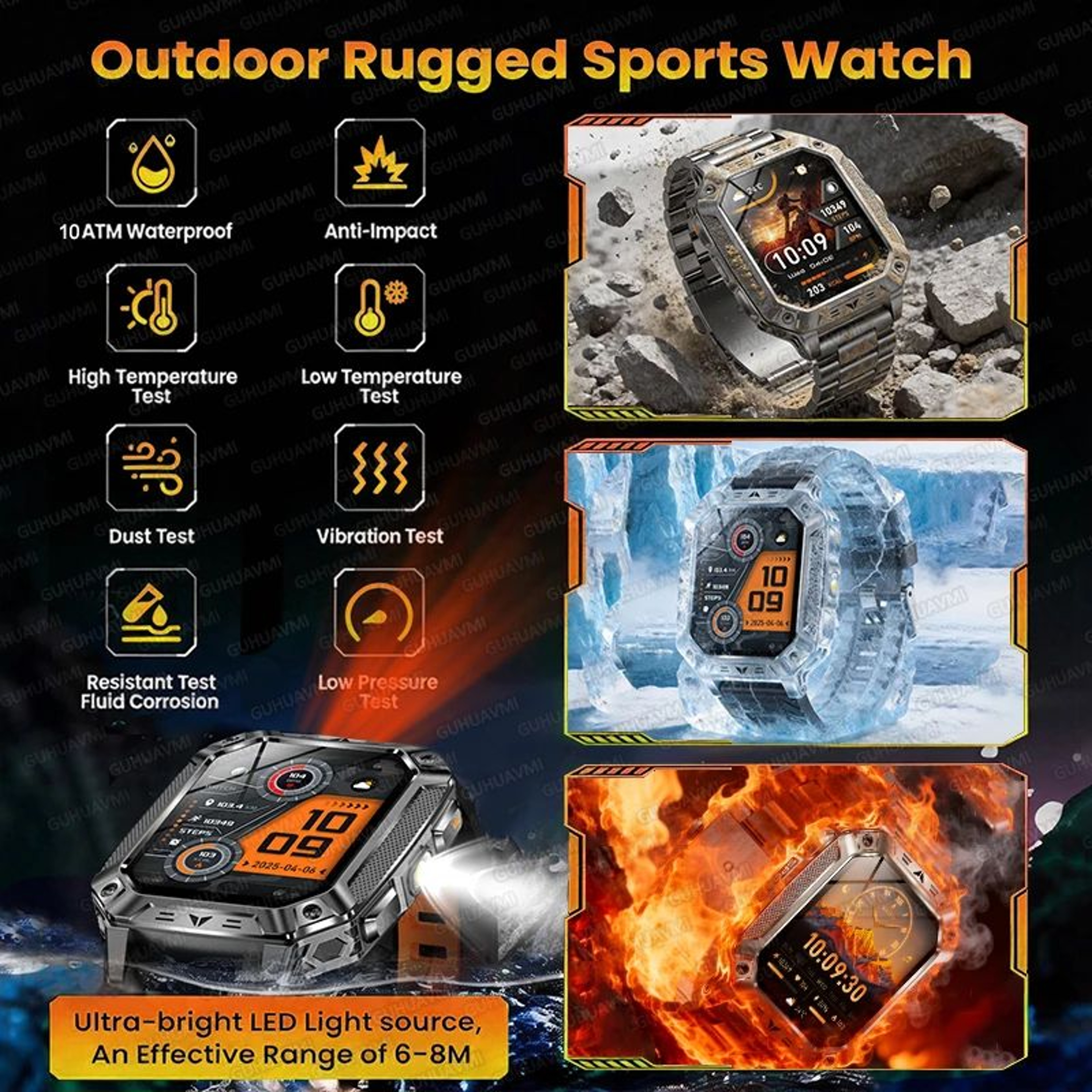 Rugged GPS Smartwatch With AMOLED Display  10ATM Waterproof  Military Smartwatch For Men 4