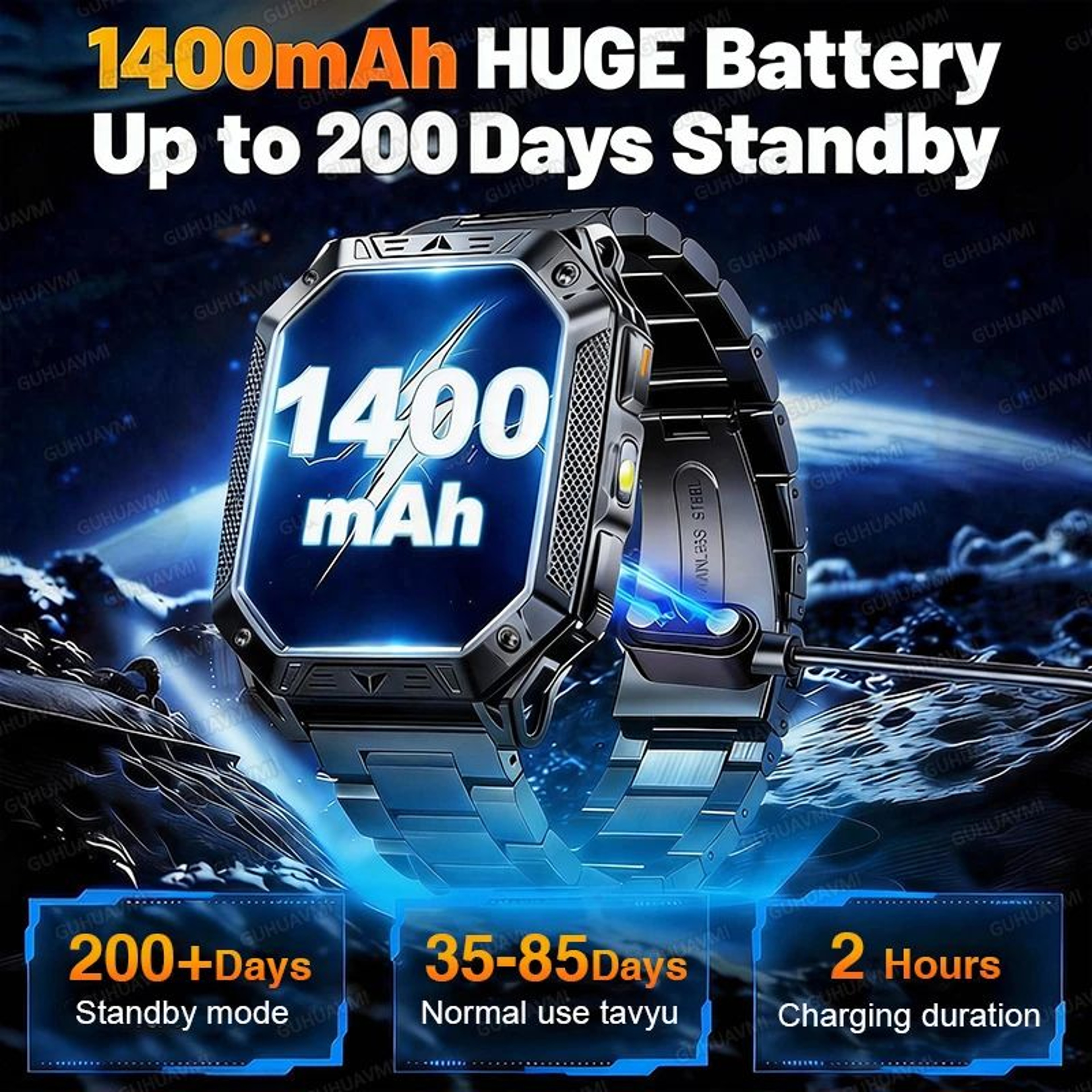 Rugged GPS Smartwatch With AMOLED Display  10ATM Waterproof  Military Smartwatch For Men 0