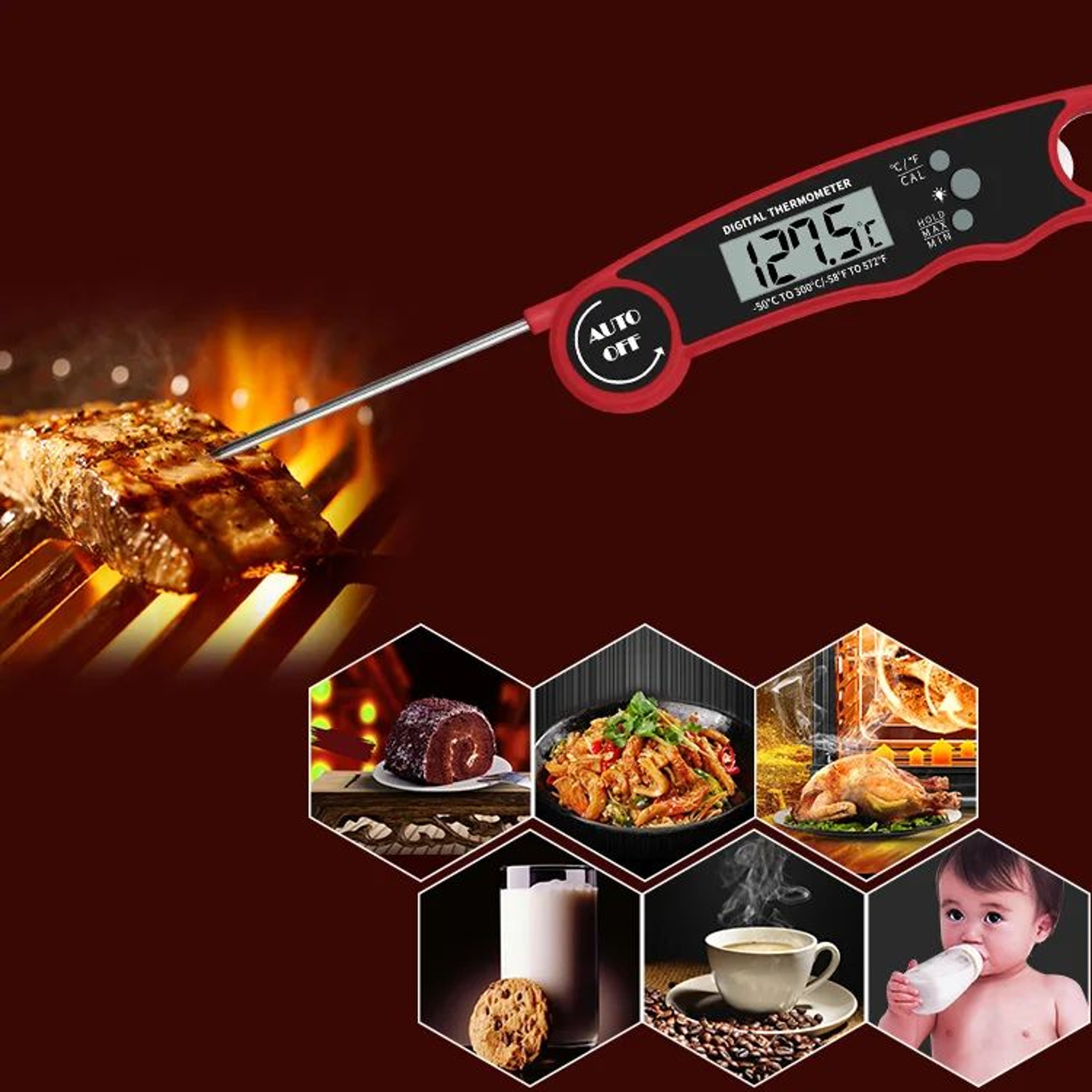 3Second Instant Read Meat Thermometer For Cooking BBQ And Candy 5
