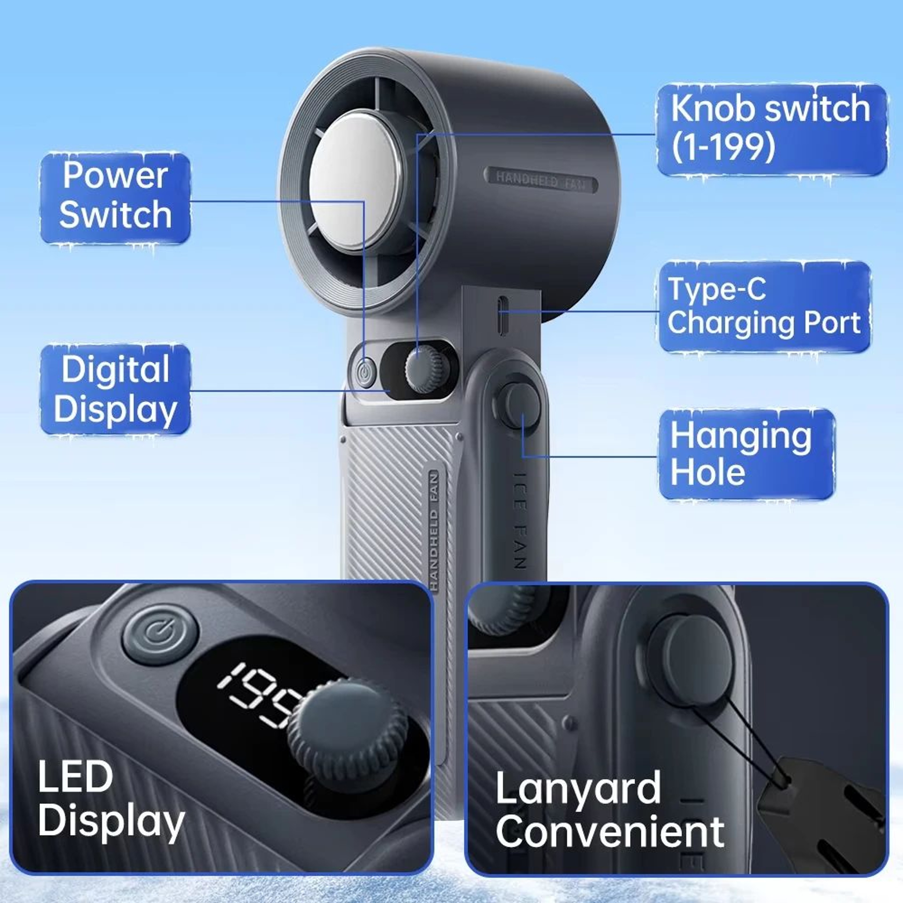 F5 Pro Portable Cooling Fan  Rechargeable Handheld Mini Fan With 199 Adjustable Speeds 3