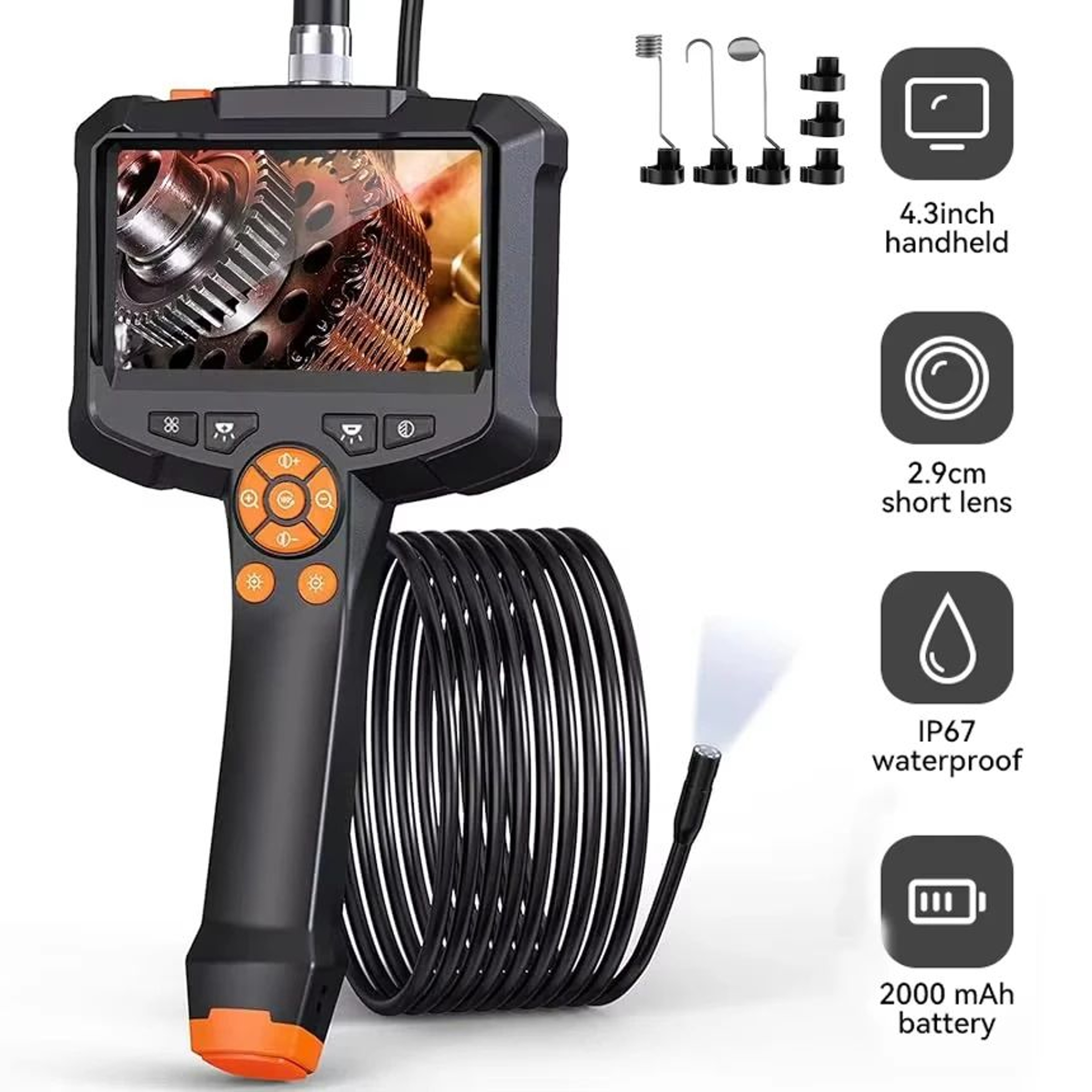Dual Lens HD Borescope Camera With 43 Screen  Waterproof Inspection Camera For Cars  Pipes 0
