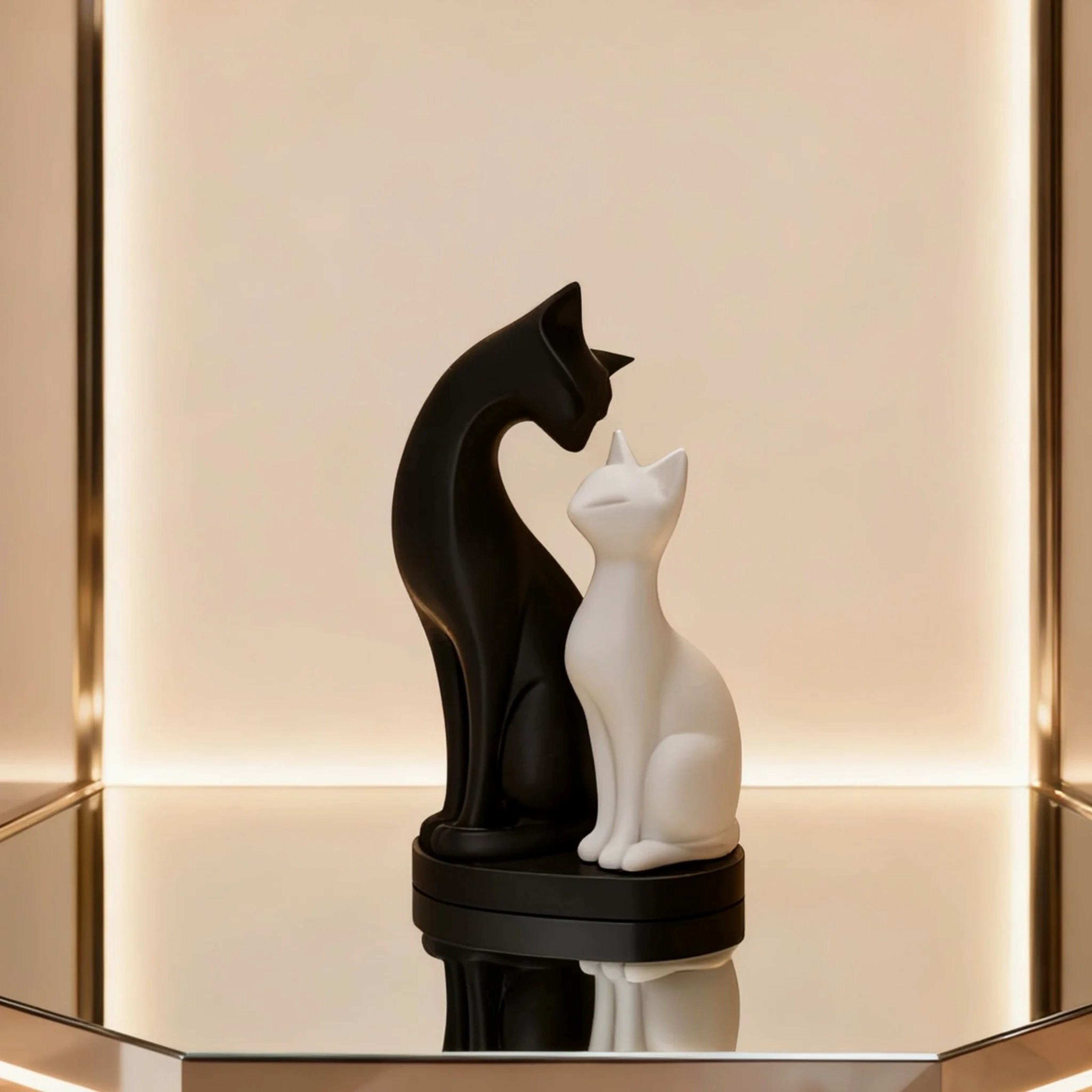 Modern Black  White Cat Sculpture Decor  Minimalist Desk  Home Figurine Accent 1
