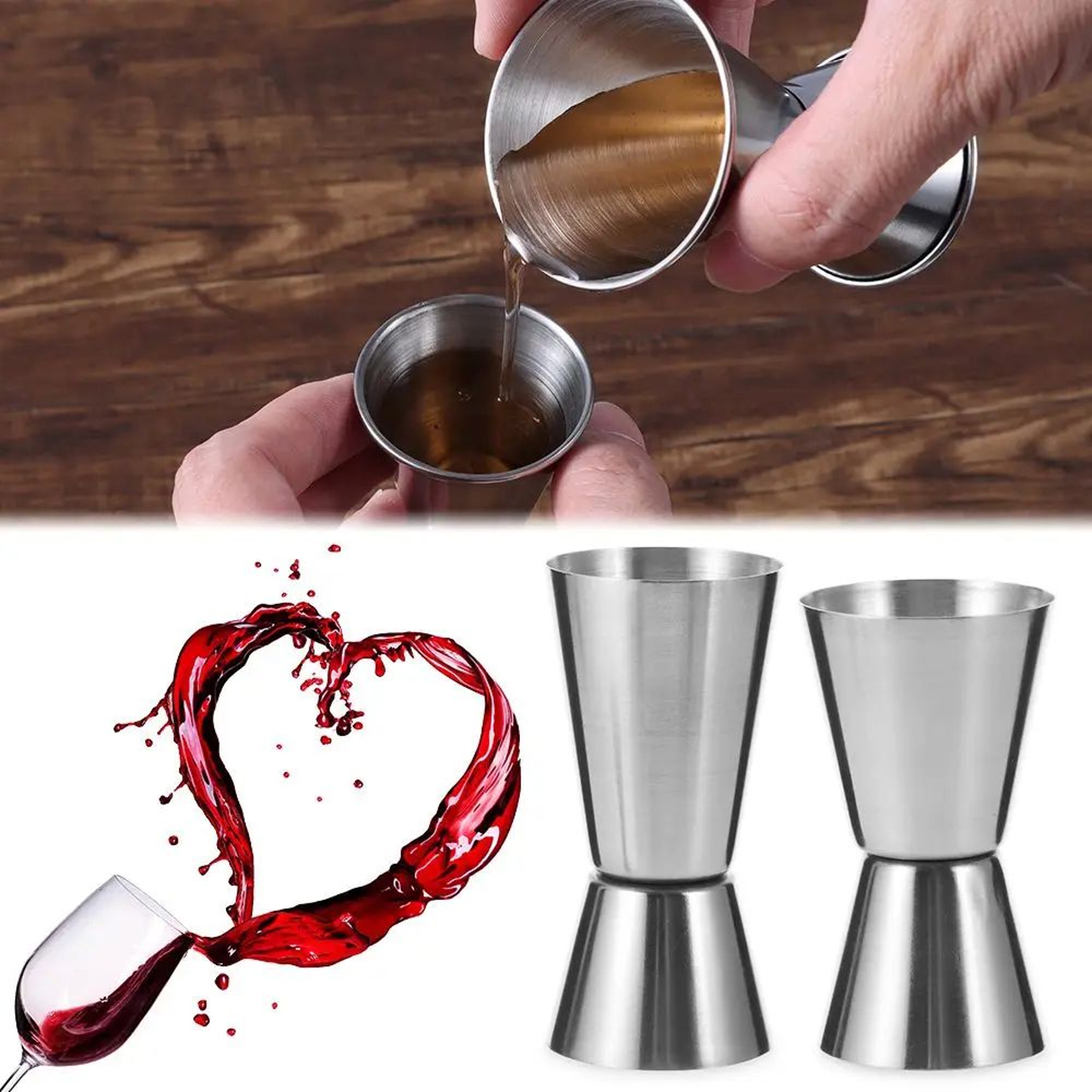 Precision Pour Stainless Steel Cocktail Jigger  Dual Shot Bar Measuring Tool 3