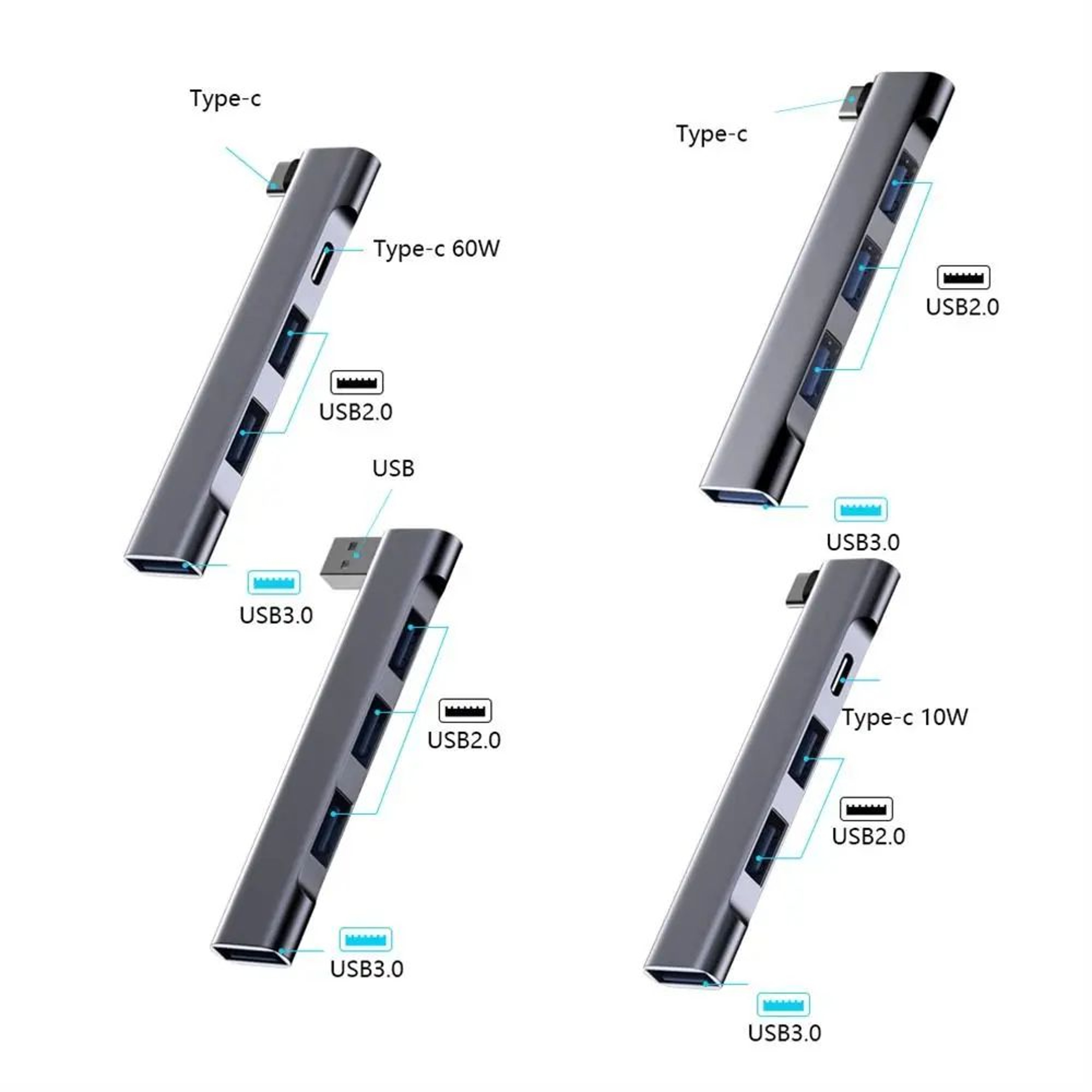 6in1 USBC Hub Laptop Docking Station With PD Charging  HighSpeed USB 30 3