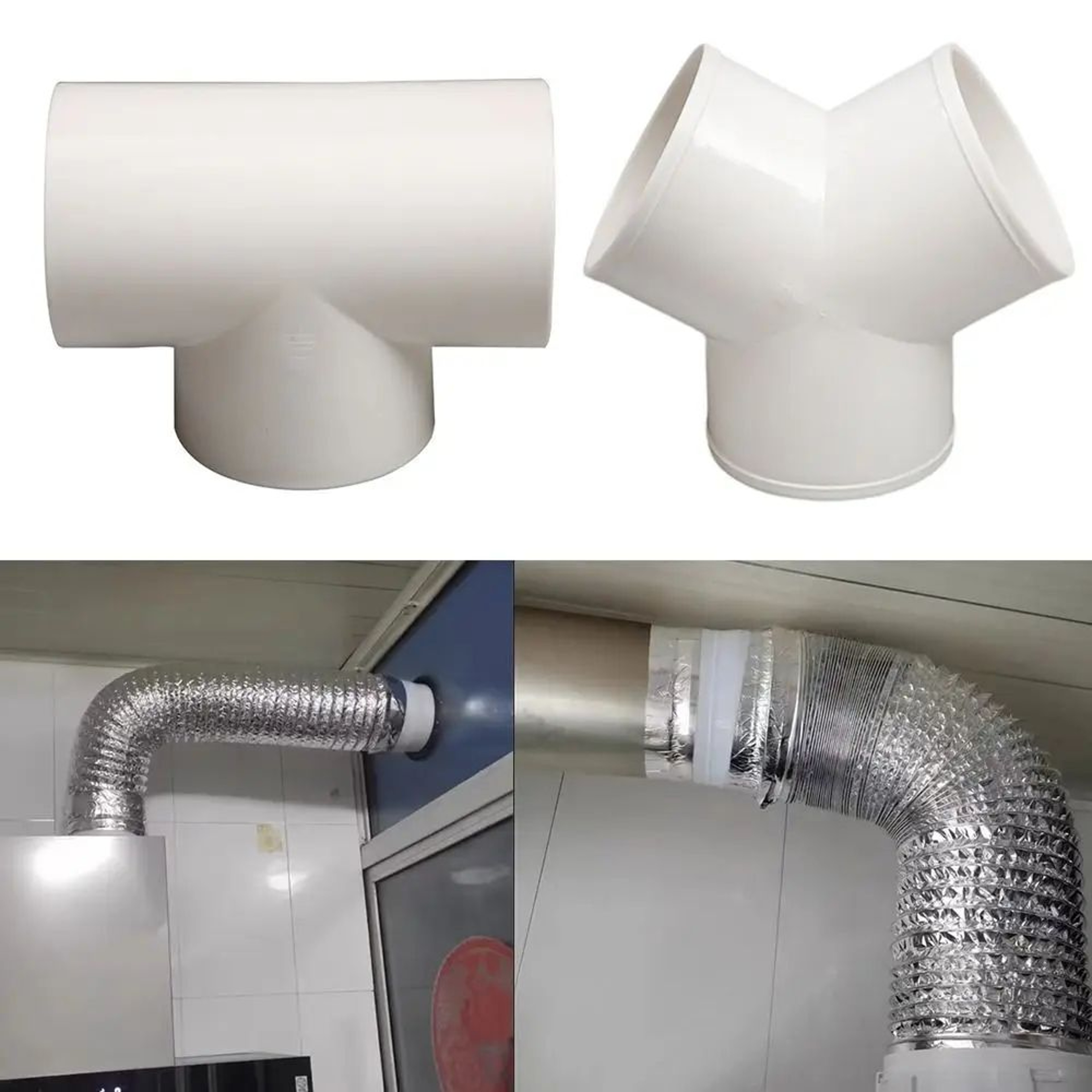 HighFlow PVC Duct Splitter Connector  3 Way Ventilation Pipe Coupler For Exhaust Systems 4