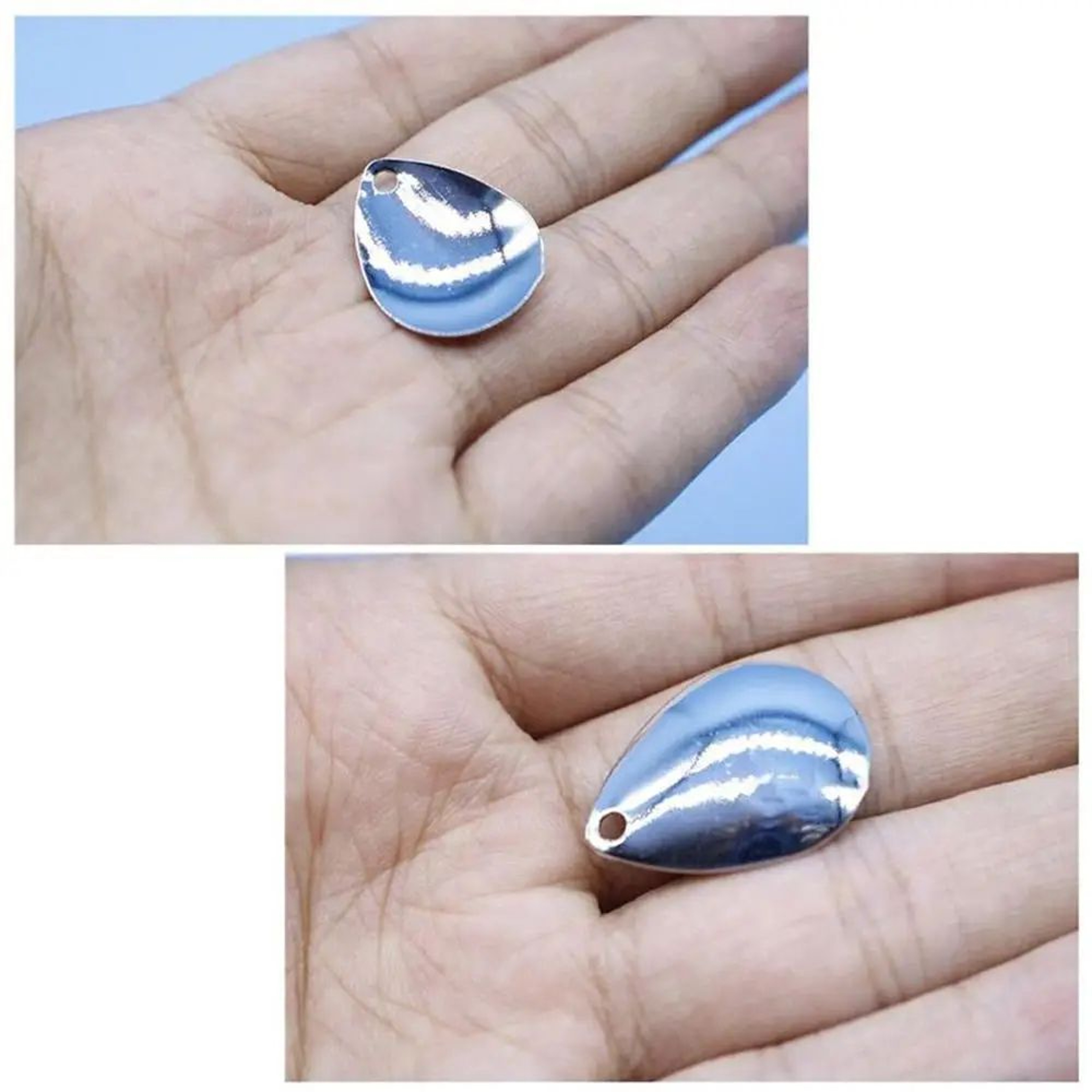 50pcs Fishing Spinner Blades Set  Nickel Spoon Blades For Flounder Attractor Lures  DIY Tackle 4